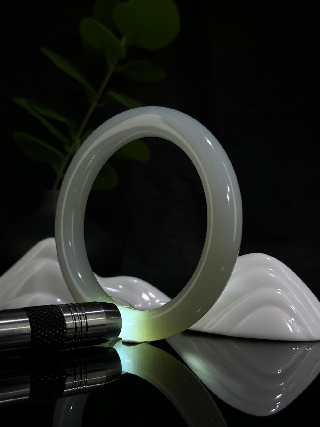 和田玉高青白手镯（59卡）（yc231973）