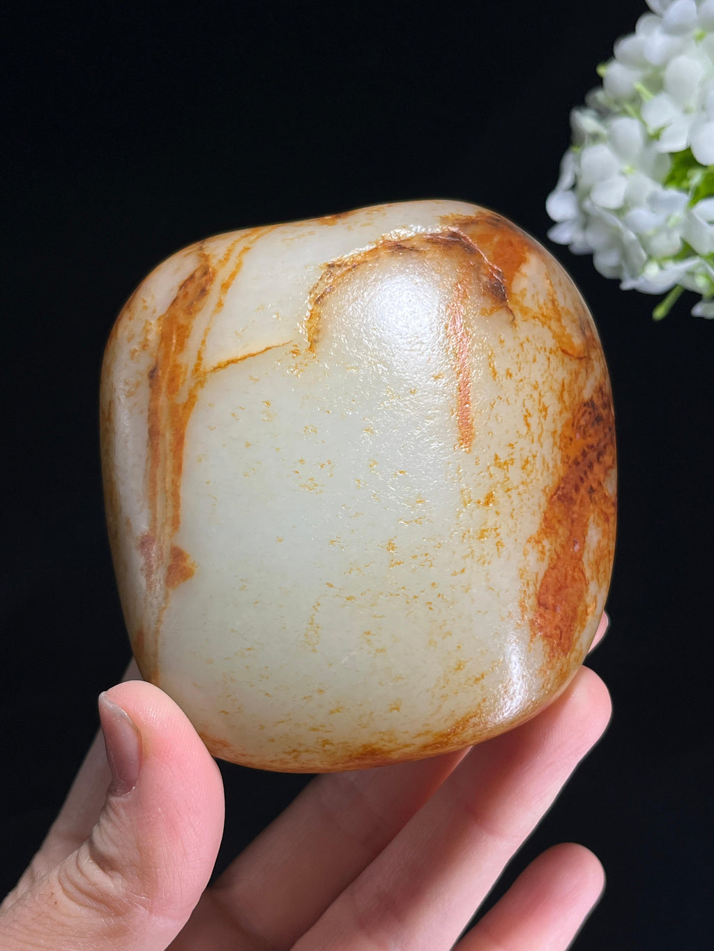 新疆天然和田玉洒金皮籽料原石小摆件（yc262830）