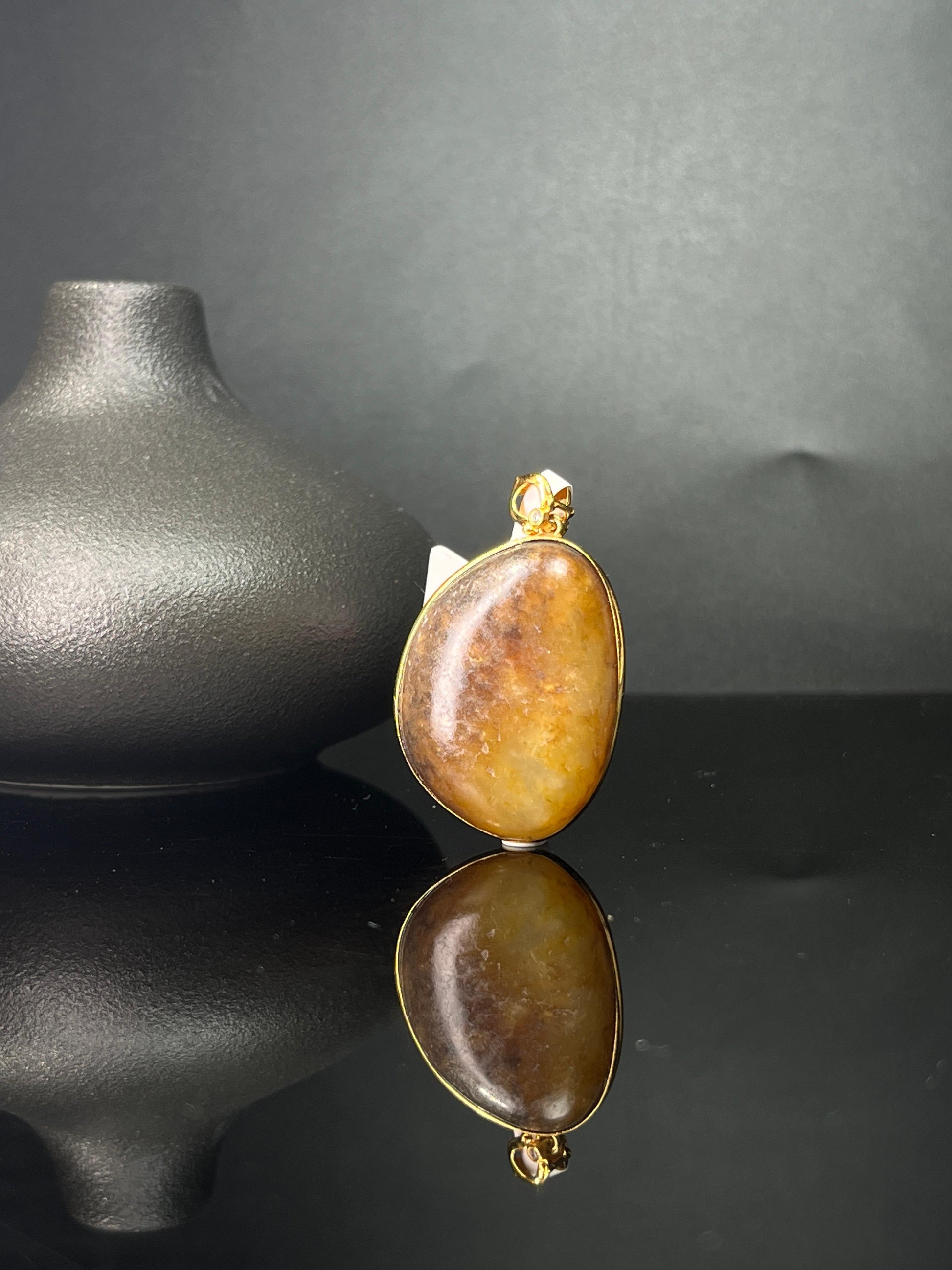 新疆和田玉籽料原石18k金镶玉吊坠5（yc243616）