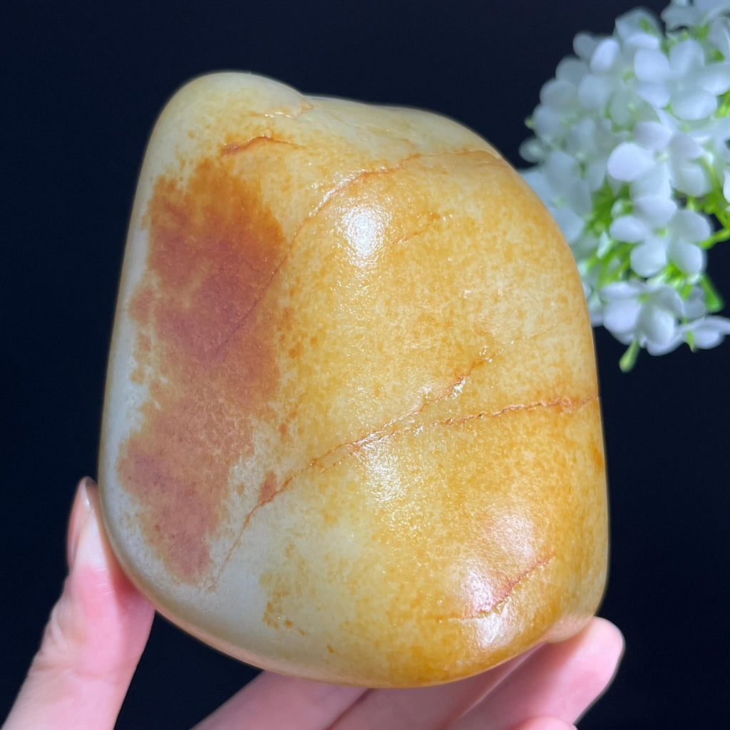 和田玉白玉“秋山墨染”洒金皮聚黑皮籽料（yc343292）