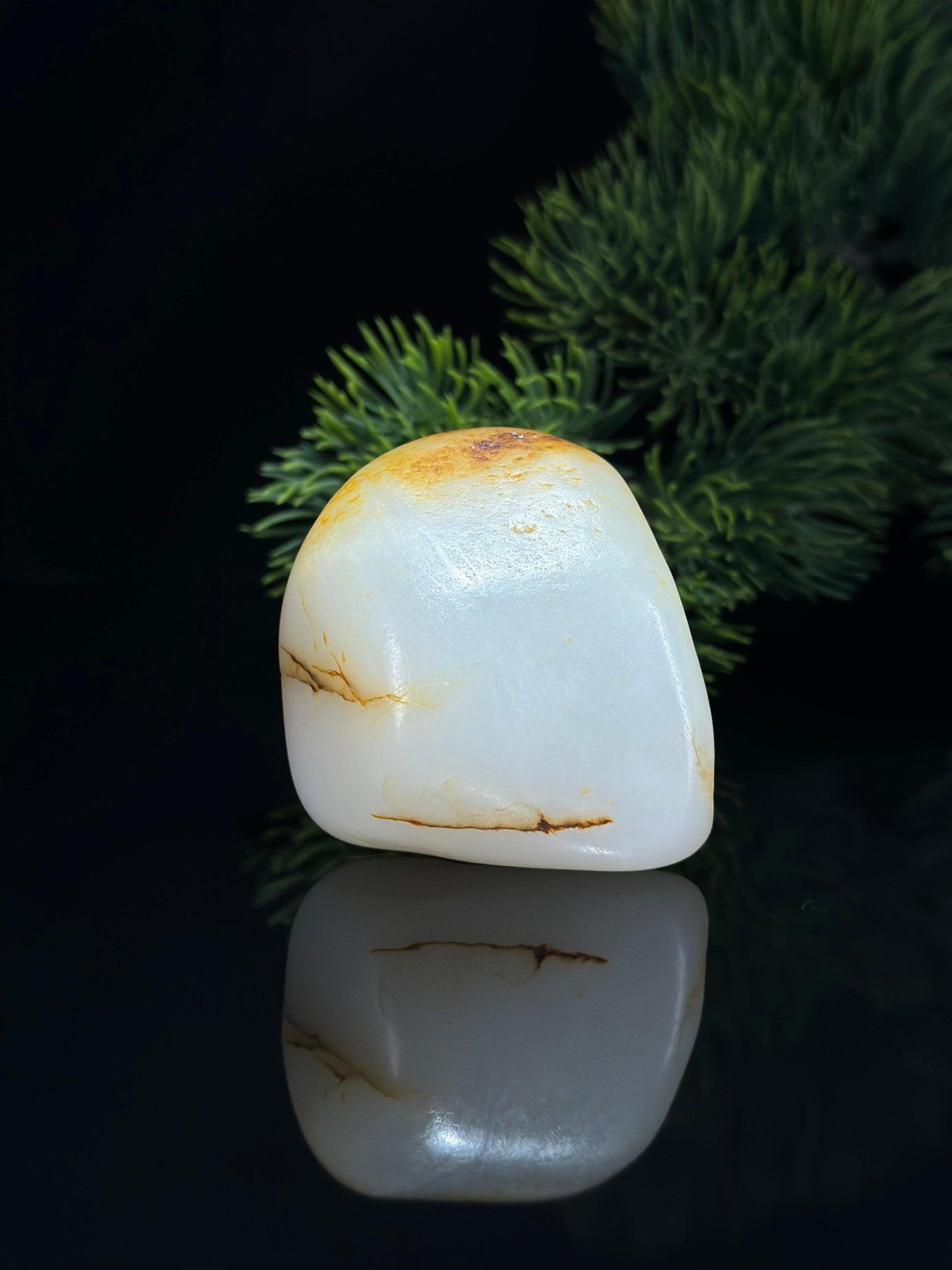 新疆和田玉珍品白玉洒金皮籽料手把件（yc697713）
