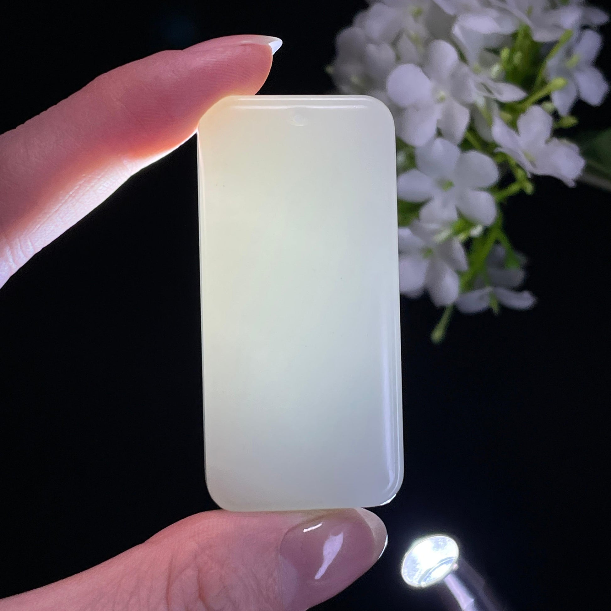 和田玉羊脂白玉“素简含章”平安无事牌（yc337660）