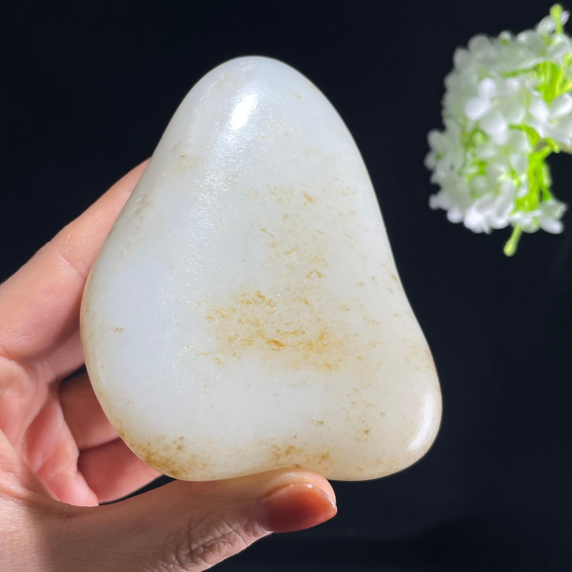 和田玉白玉“银滩碎影”洒金皮籽料（yc387535）