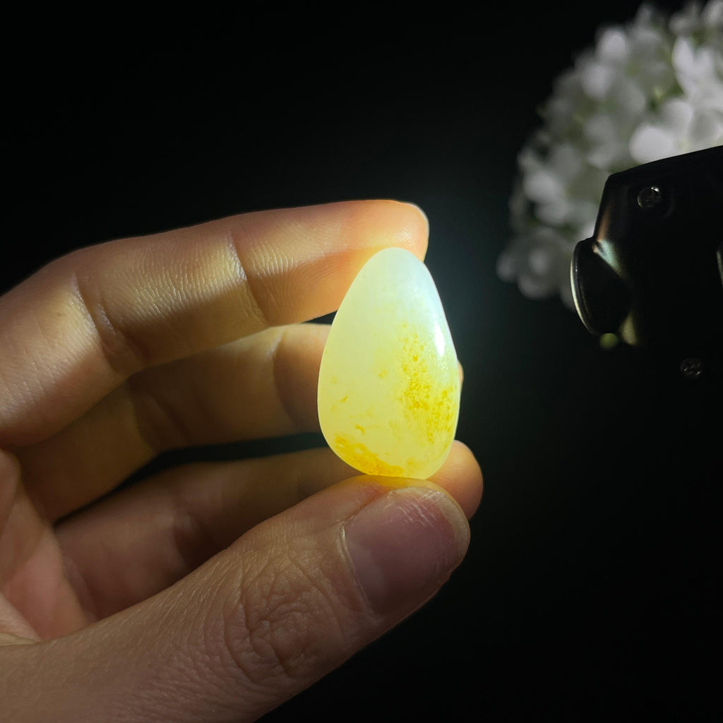 和田玉一级白洒金皮“玉滴凝金”籽料原石（yc287792）