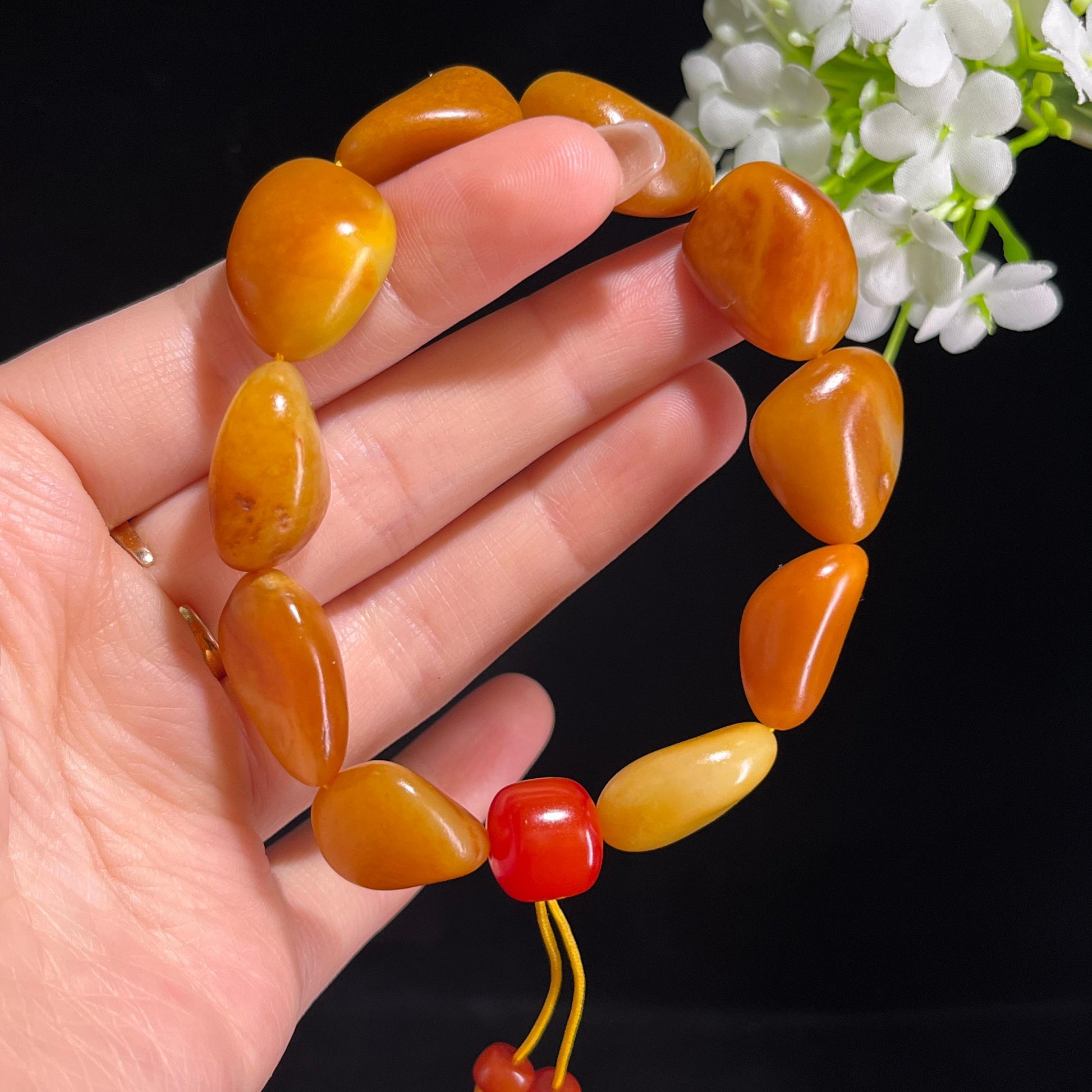 和田玉红沁精品原籽手串（yc381707）