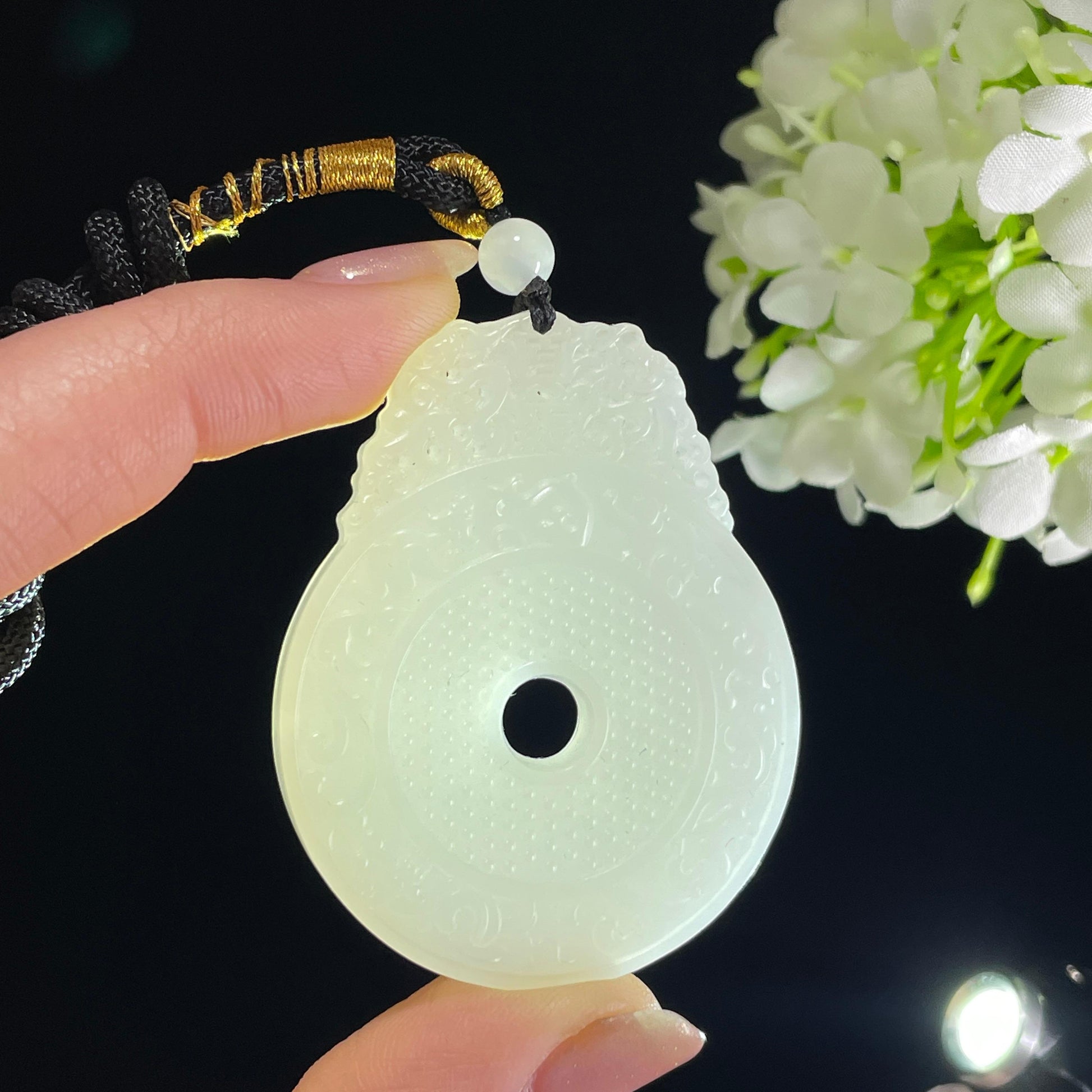 新疆天然和田玉白玉古玉璧牌（yc342071）