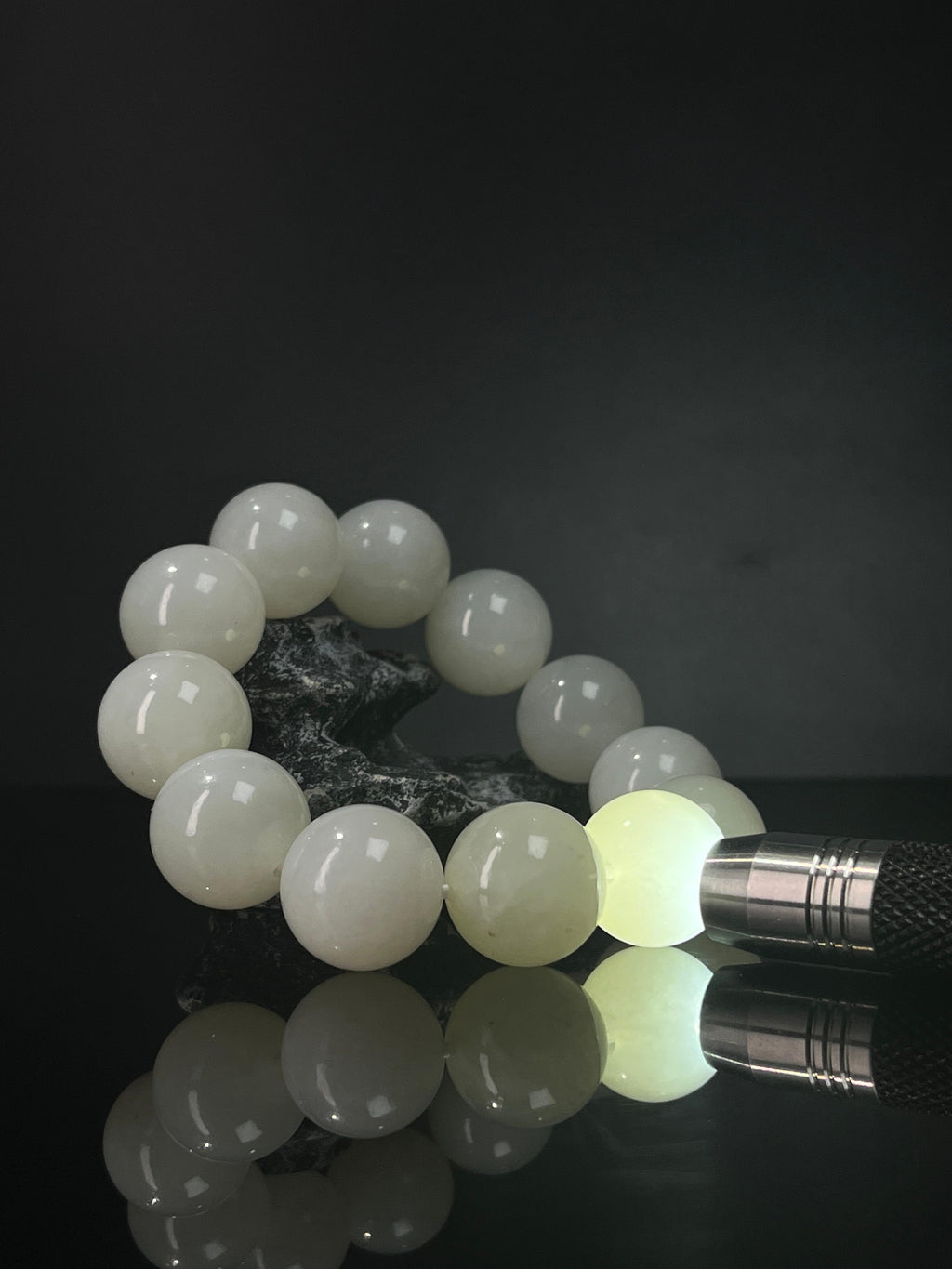 天然和田白玉圆型珠手串（卡18）（yc242878）