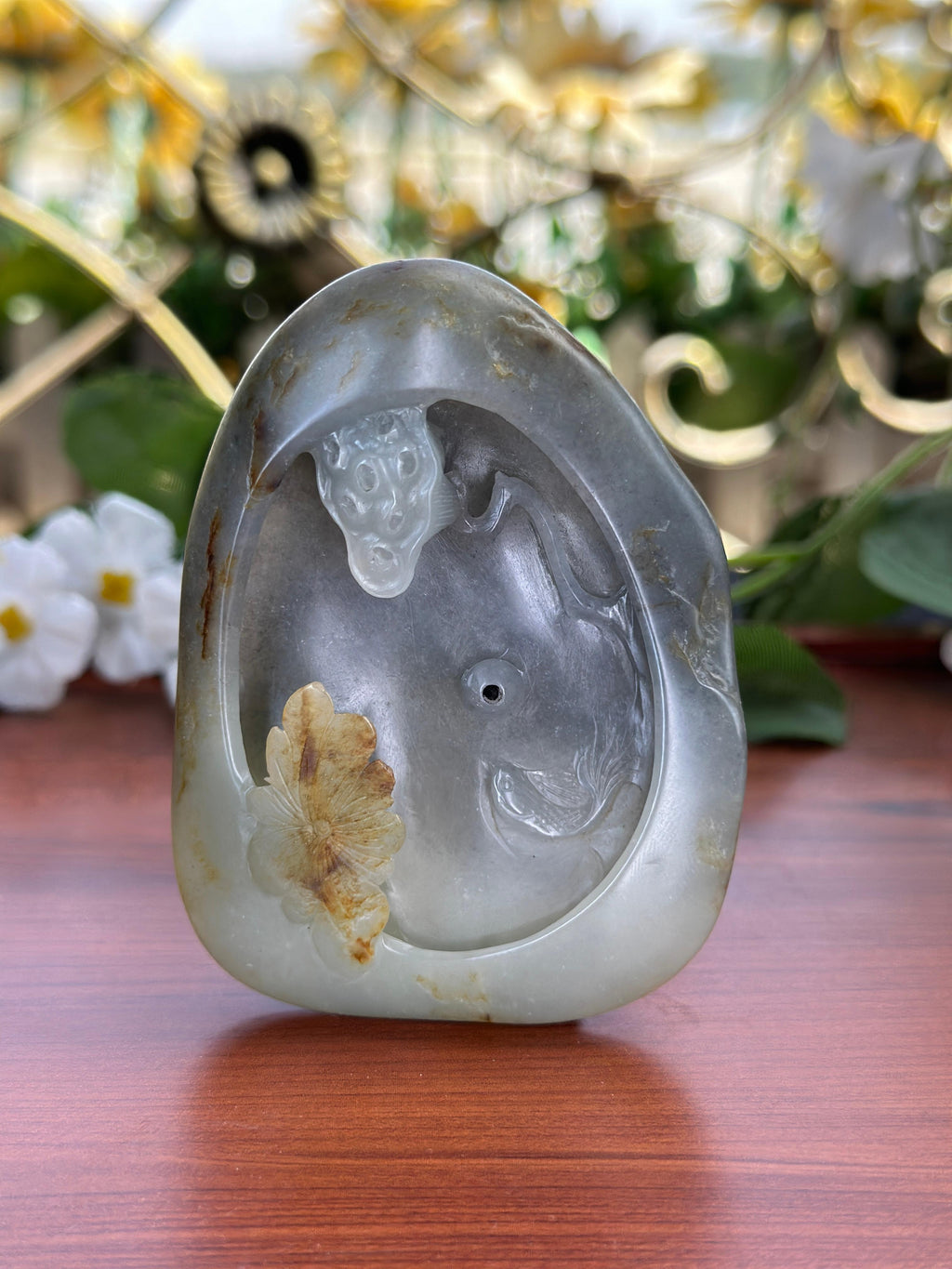 新疆和田玉青花籽料连年有余挂件（yc707947）