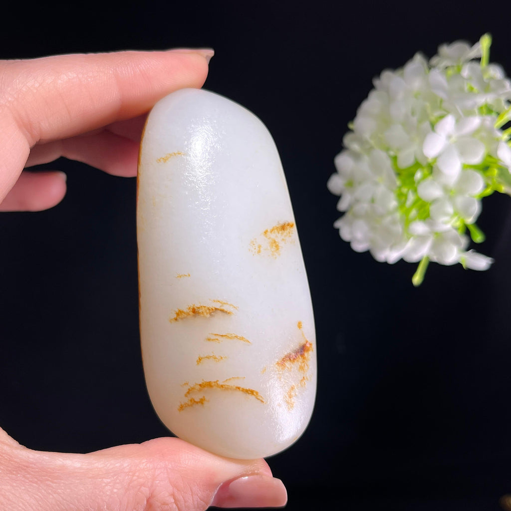 和田玉白玉“焰染霜河”虎皮籽料（yc386364）