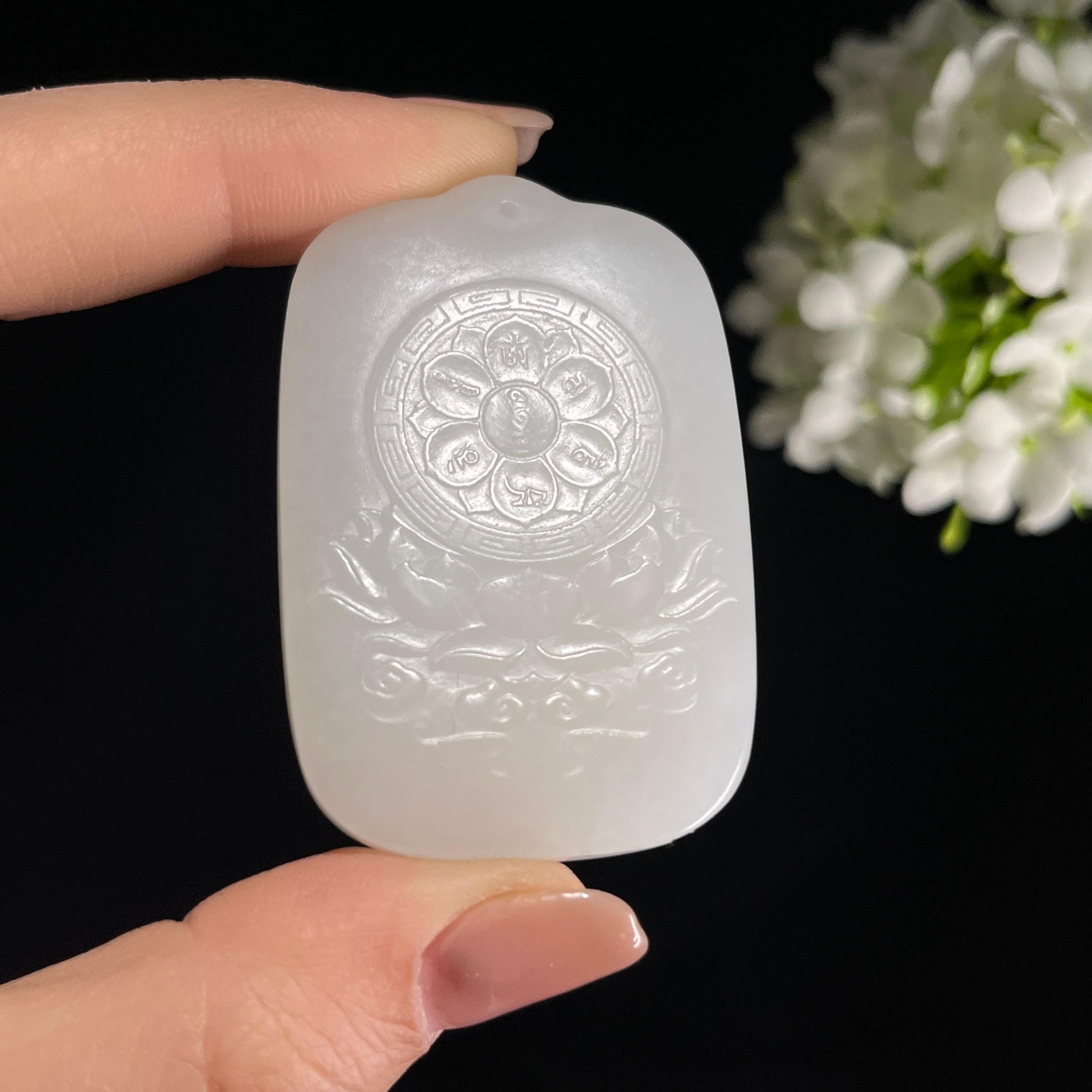 和田玉白玉普贤雕刻挂件（yc372814）