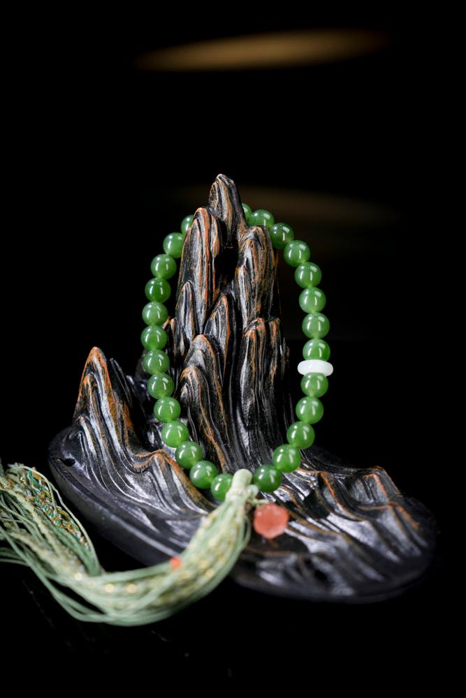 和田玉碧玉手串（卡8）（yc253301）