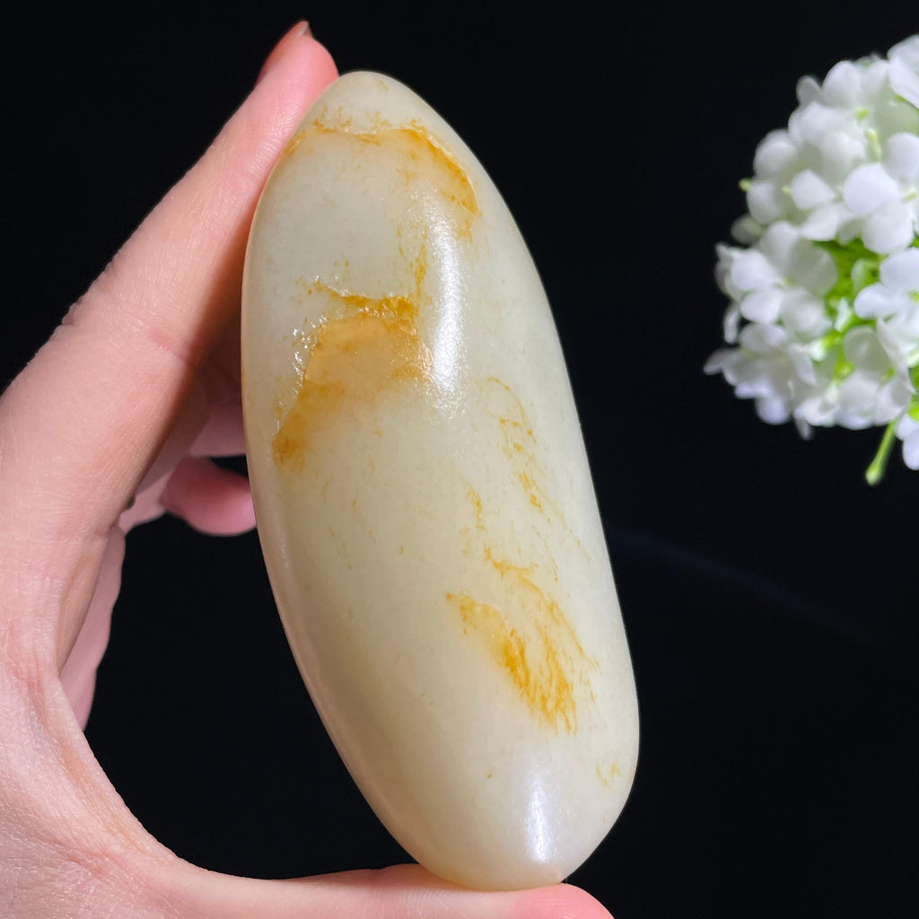 新疆天然和田玉“金缕拂霜”洒金皮籽料（yc318948）