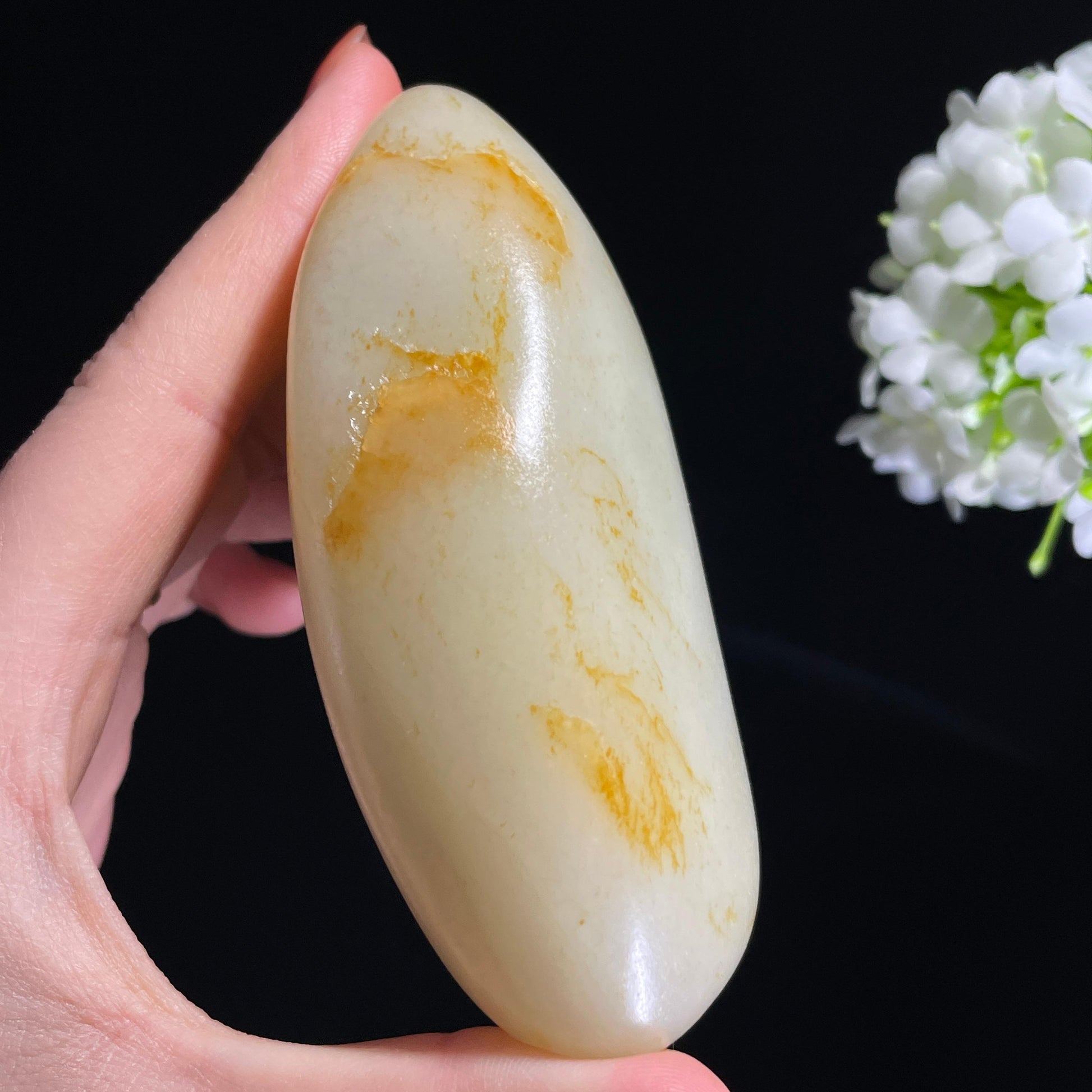 新疆天然和田玉“金缕拂霜”洒金皮籽料（yc318948）