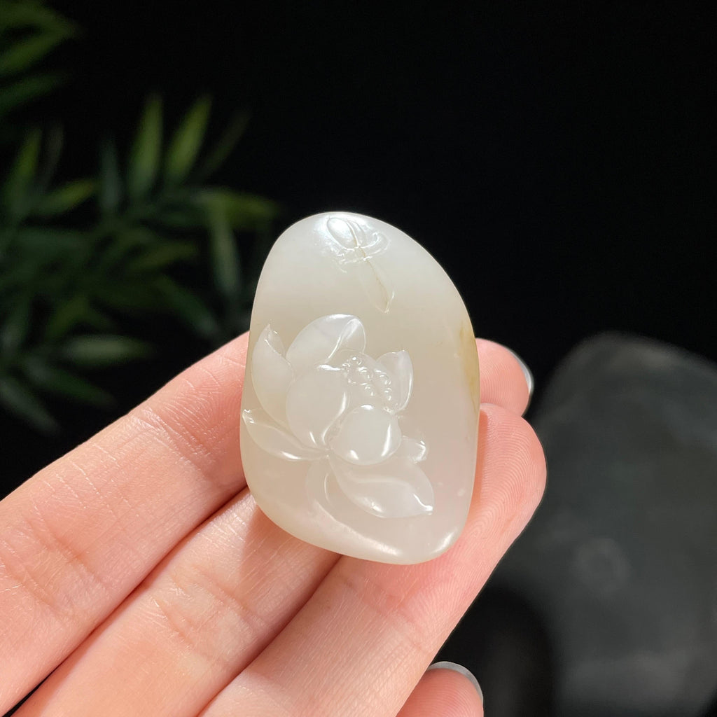 新疆和田玉白玉洒金皮籽料一品清廉挂件（yc712282）