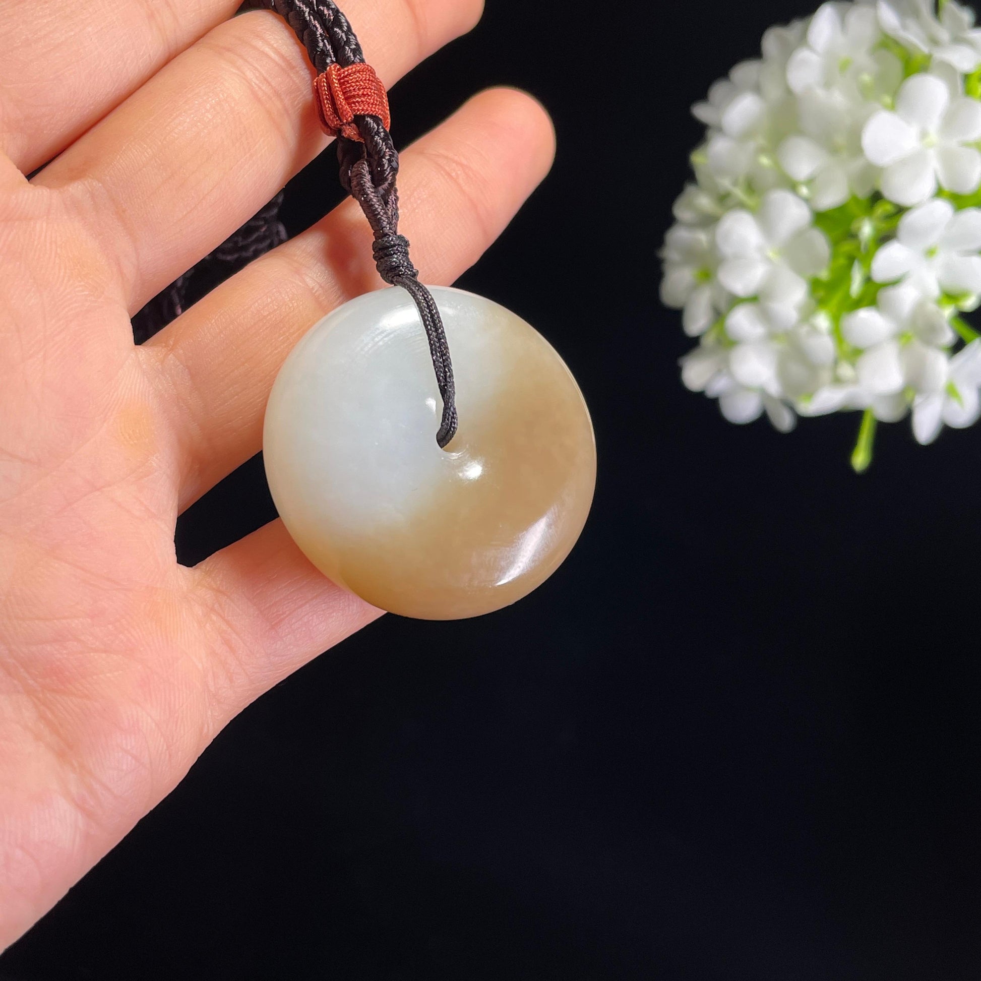 新疆天然和田玉糖白平安扣（yc332314）