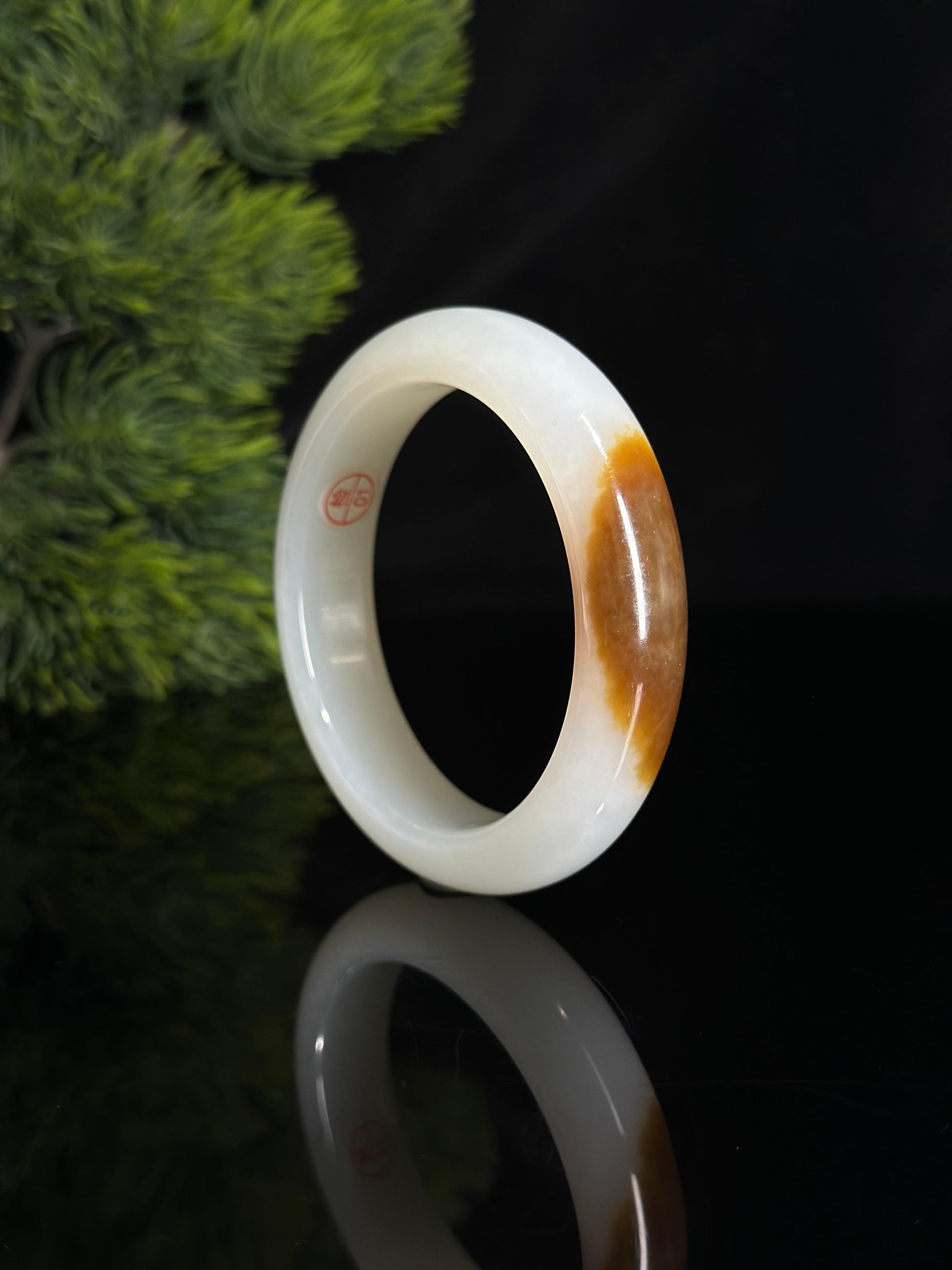 和田玉羊脂白一口糖珍品轮胎镯（卡55）（yc463763）