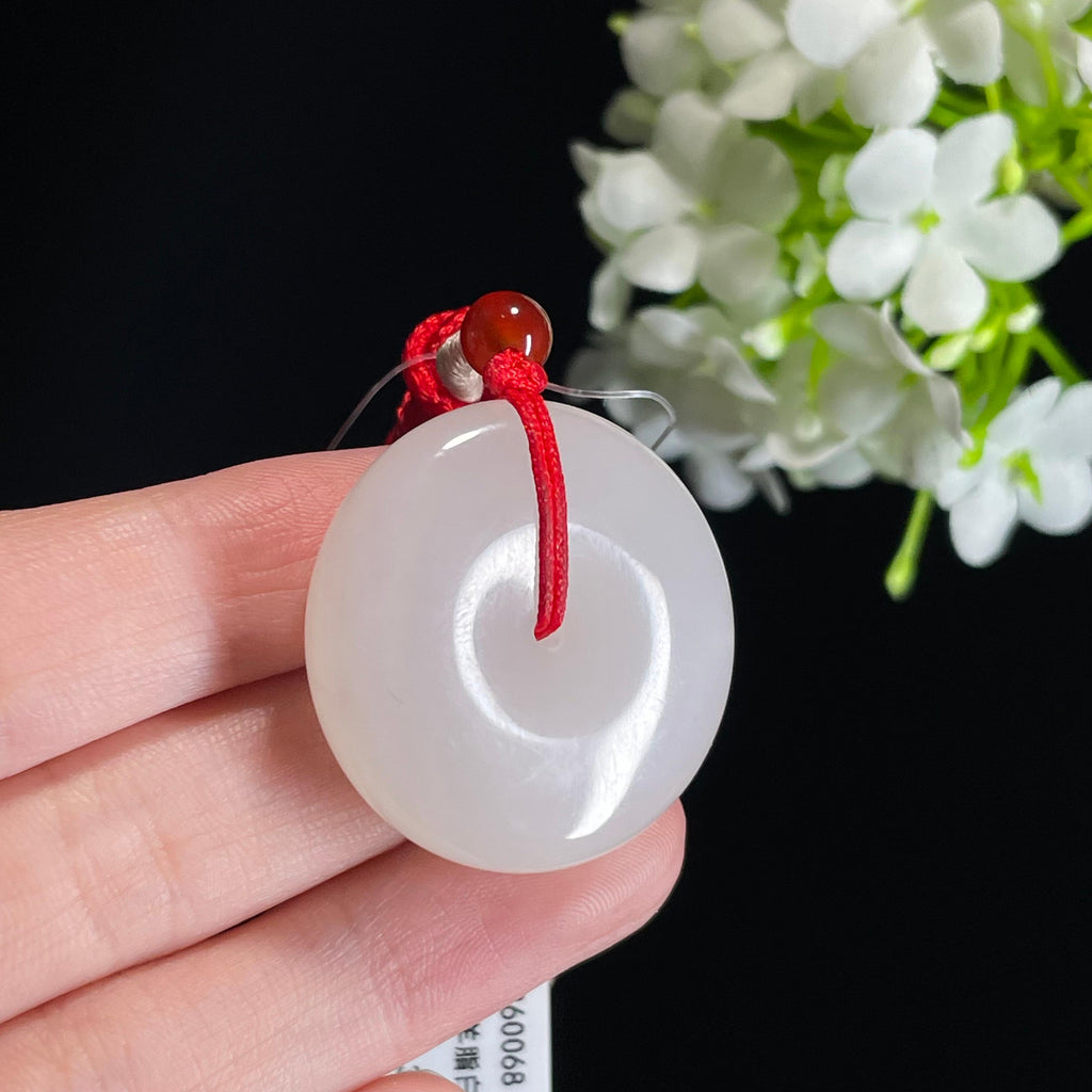 新疆天然和田玉“圆满结界”羊脂白玉平安扣（yc315199）