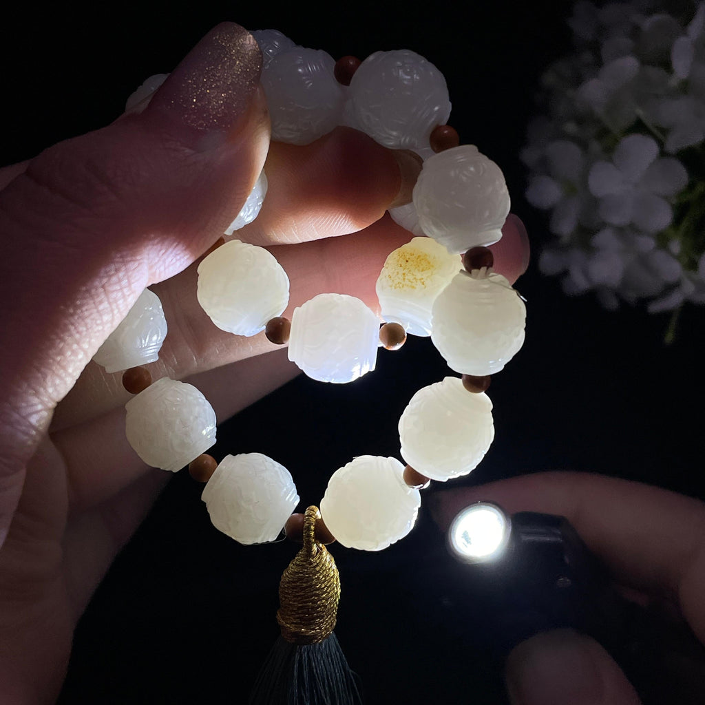和田玉白玉莲花手持（yc363646）