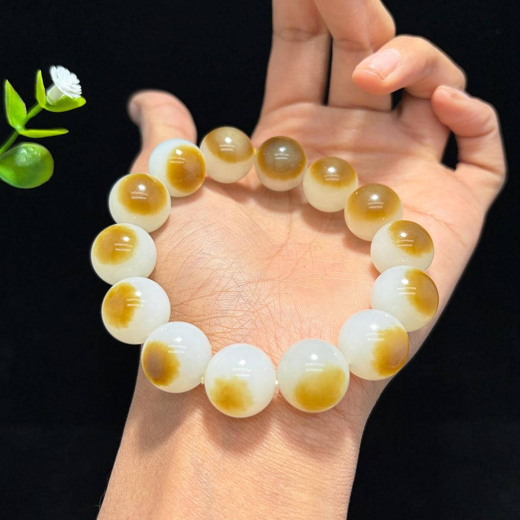 精品和田糖白玉聚宝盆手串（yc780335）