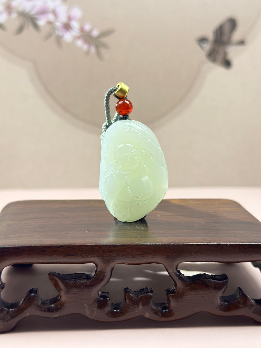 精品新疆和田玉白玉籽料布袋弥勒挂件（yc766369）