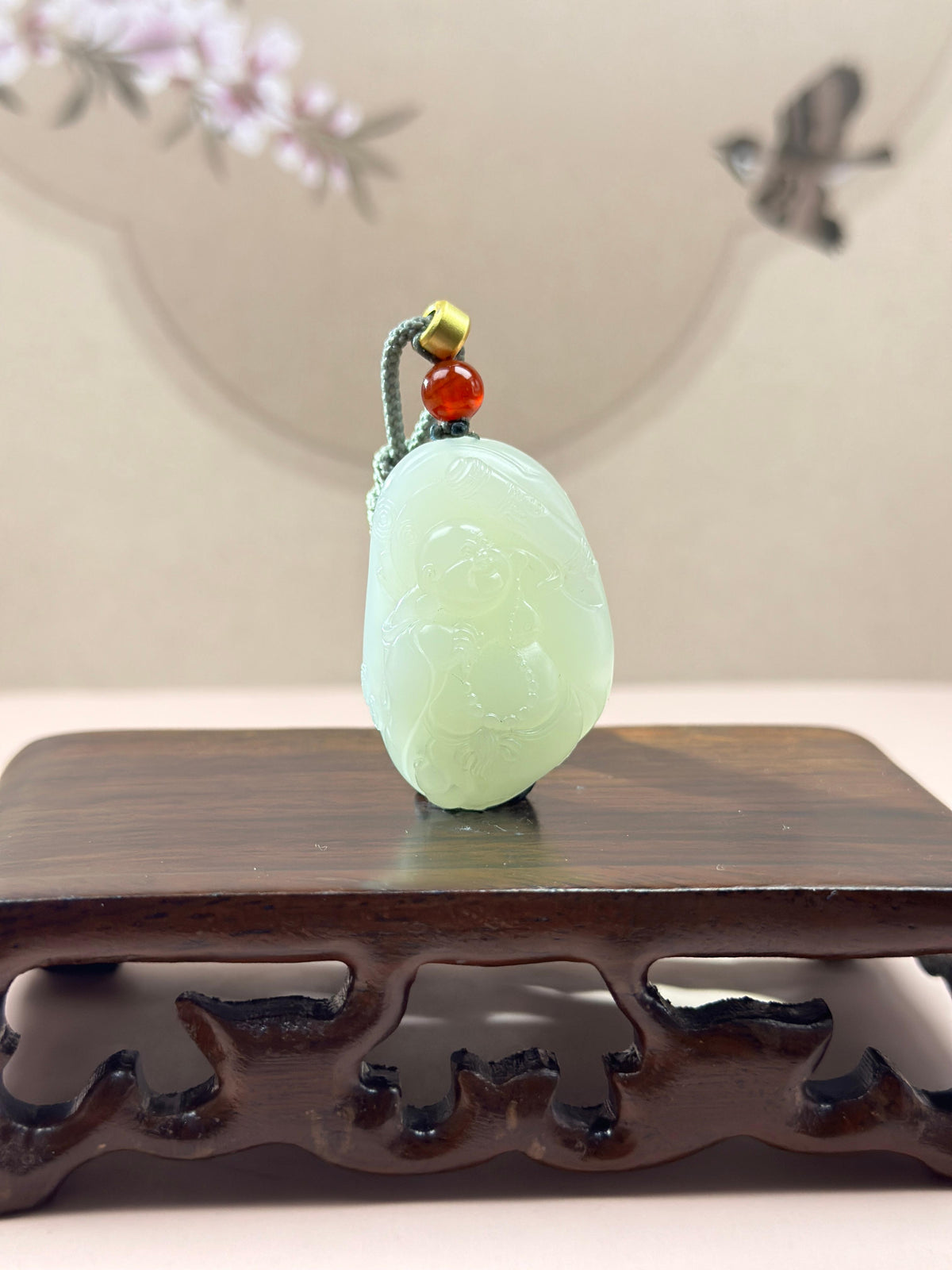 精品新疆和田玉白玉籽料布袋弥勒挂件（yc766369）