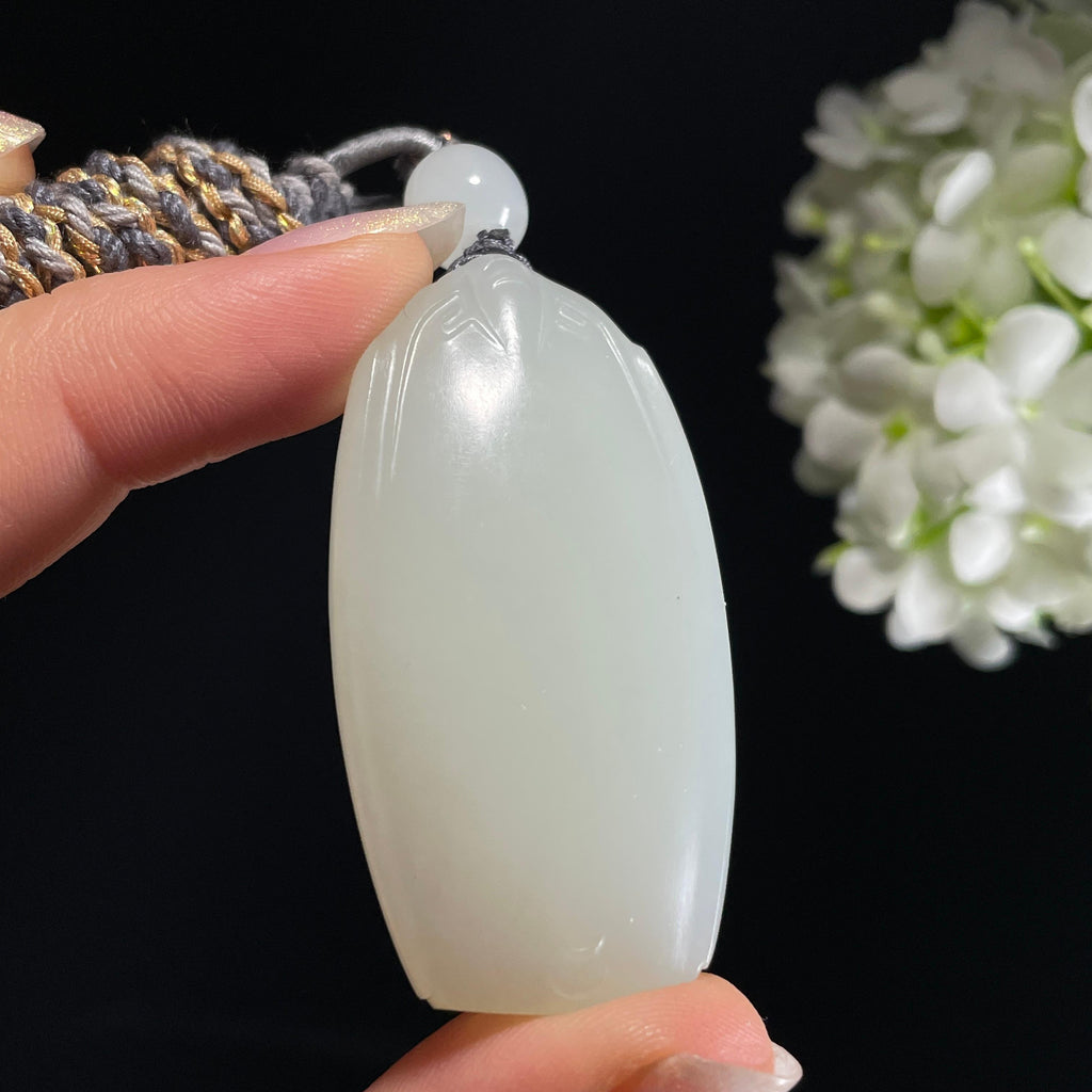 和田玉羊脂白玉“月白风清”籽料无事牌（yc327464）