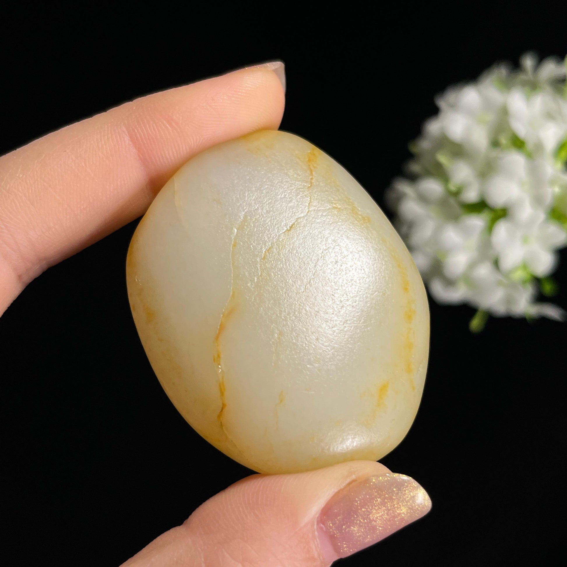 和田玉白玉洒金皮“玉浸暖缡”籽料原石（yc302110）