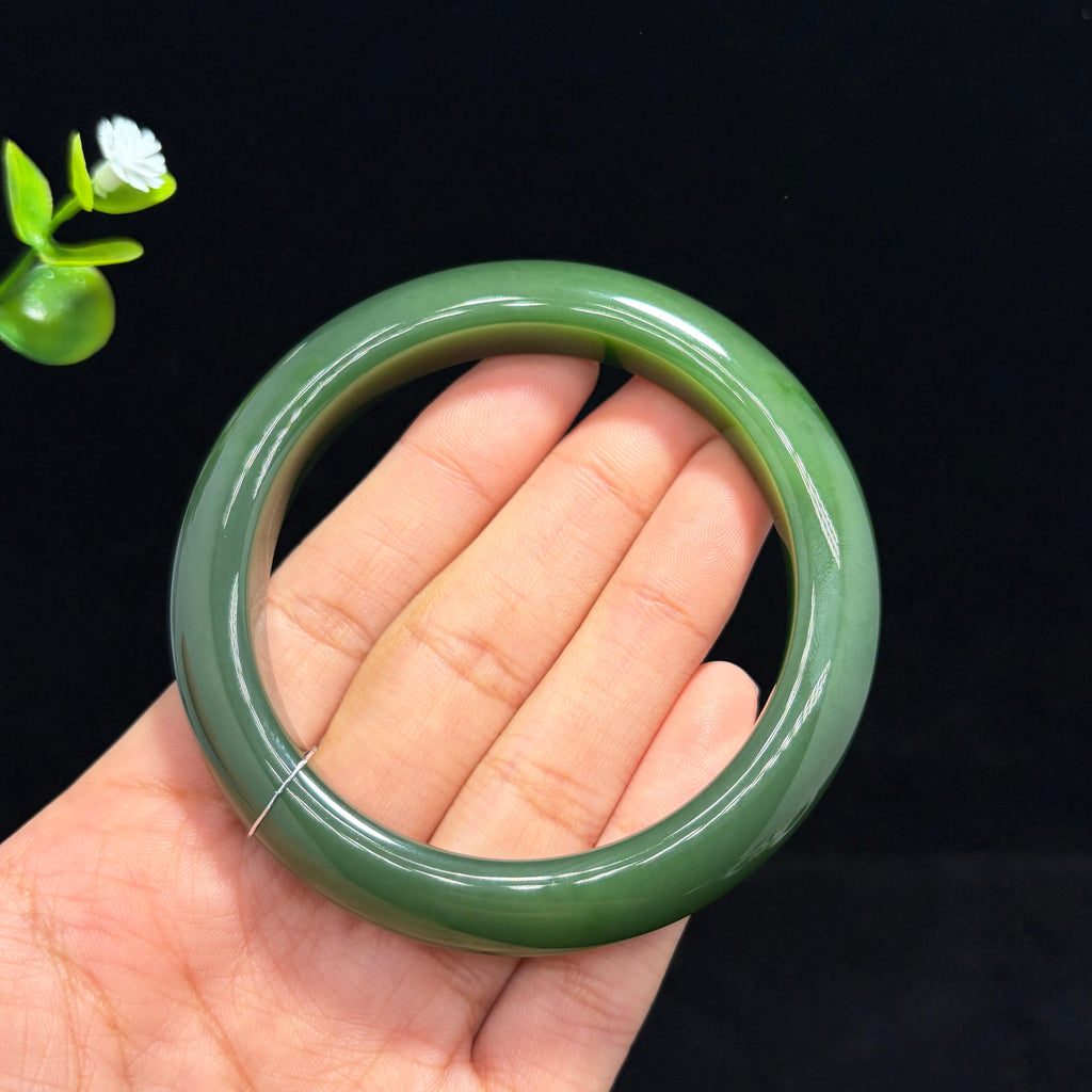 高品质和田碧玉菠菜绿手镯（yc788114）