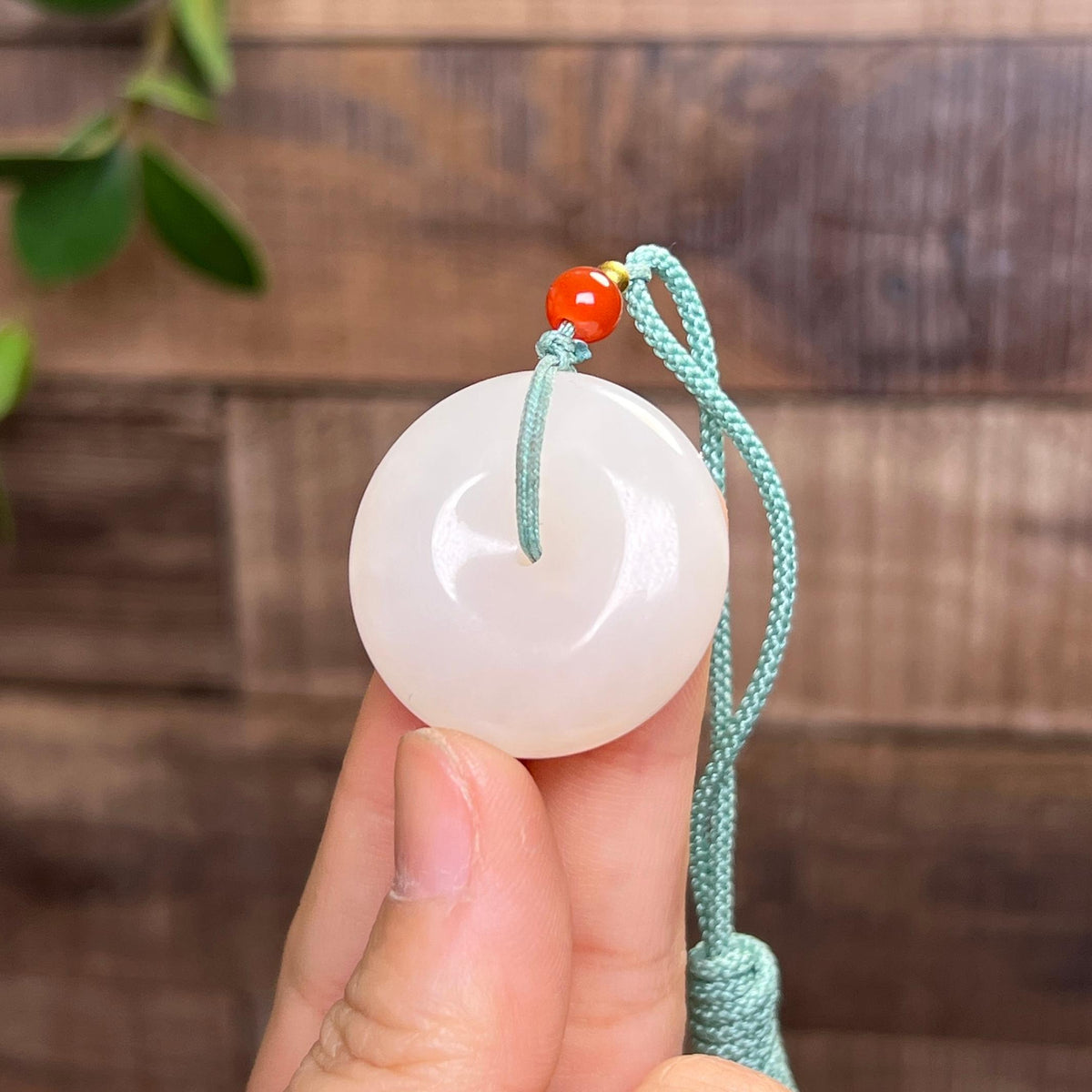 和田玉藕粉平安扣（yc787510）