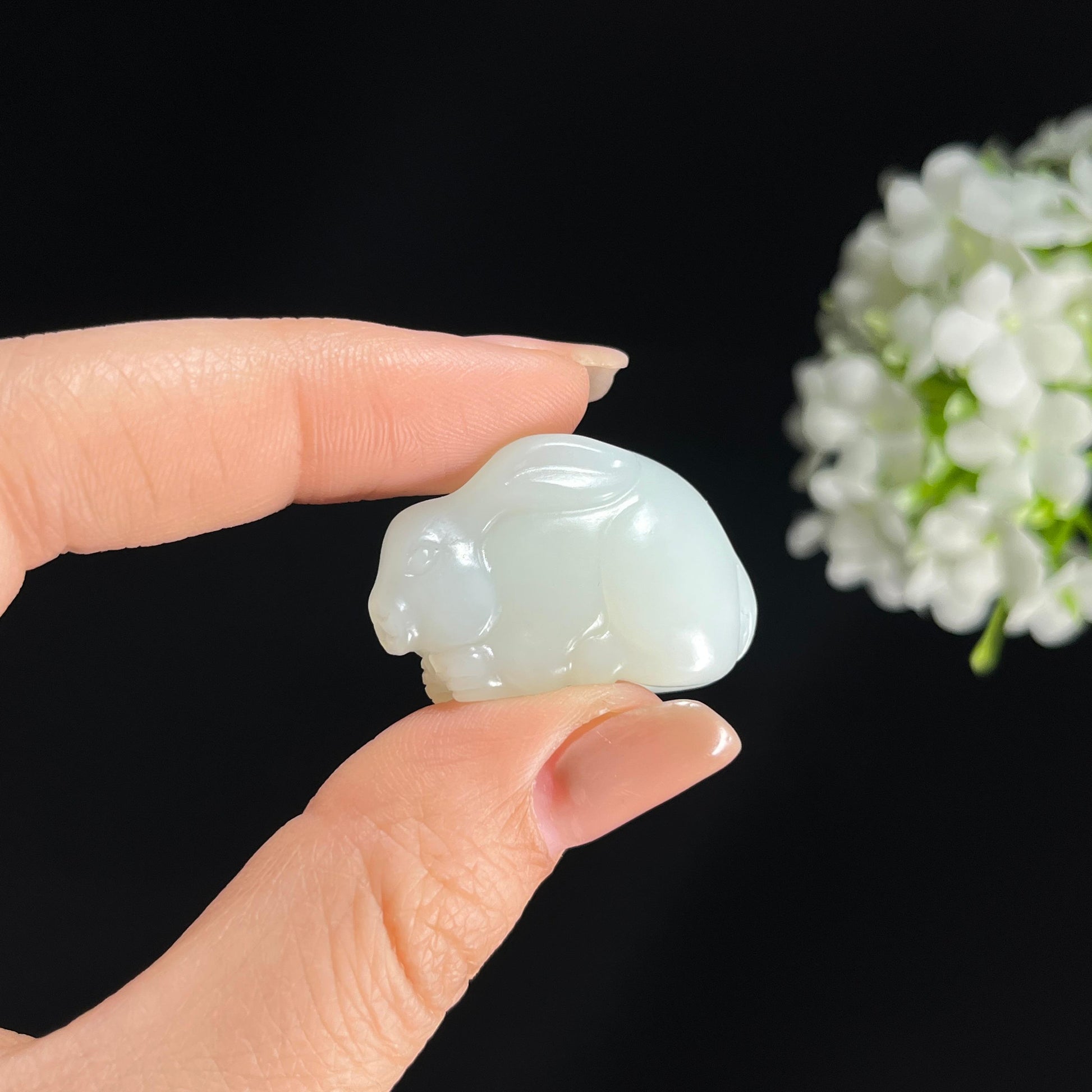 s，和田玉白玉兔雕刻挂件（yc379927）