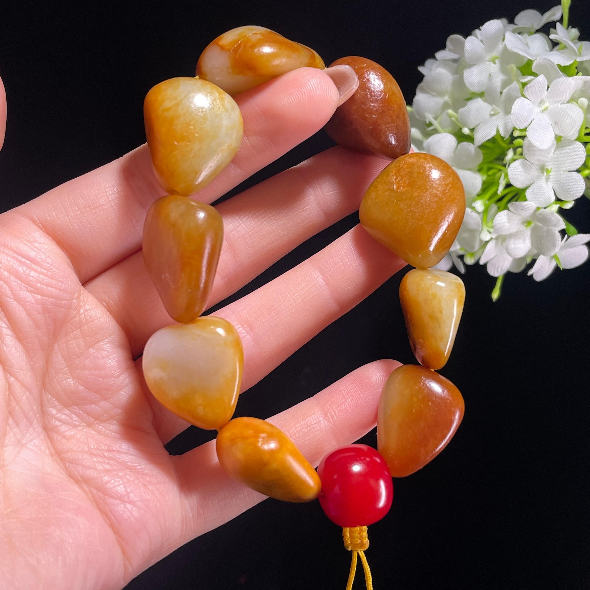 和田玉黄沁红沁原籽手串（yc381853）
