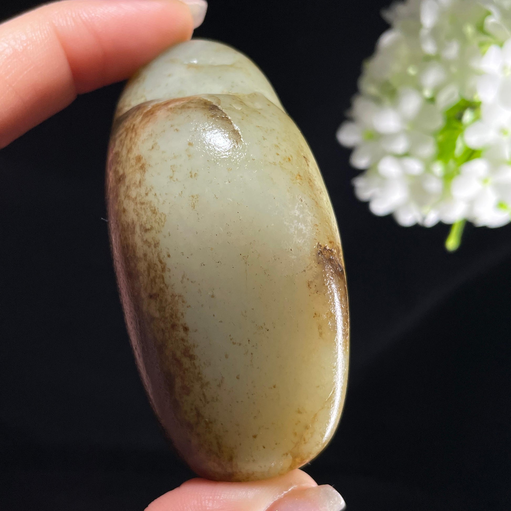 和田玉青白玉“夜岚覆江”聚黑皮籽料（yc394245）