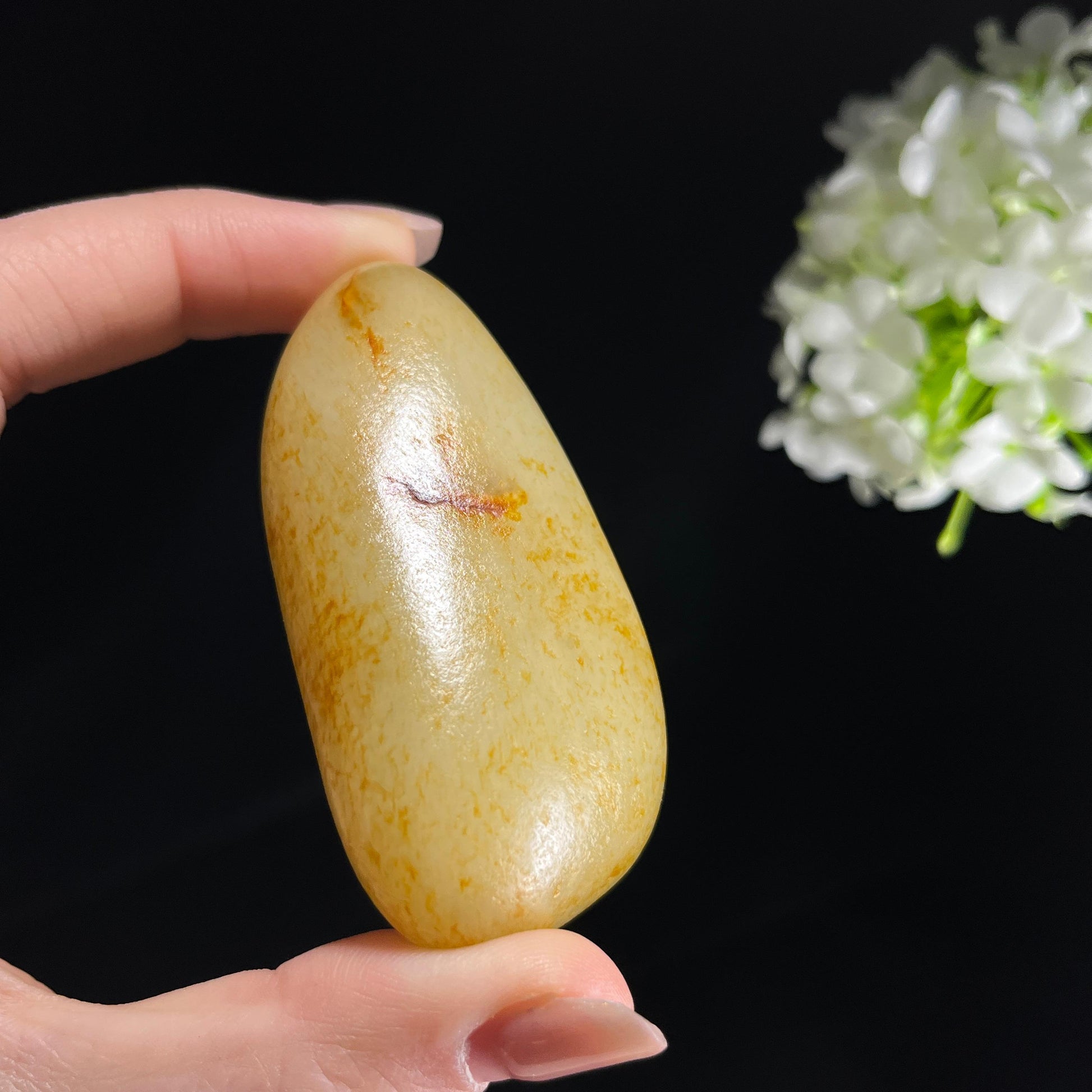 和田玉白玉“流金卧雪”通体洒金皮籽料（yc358548）