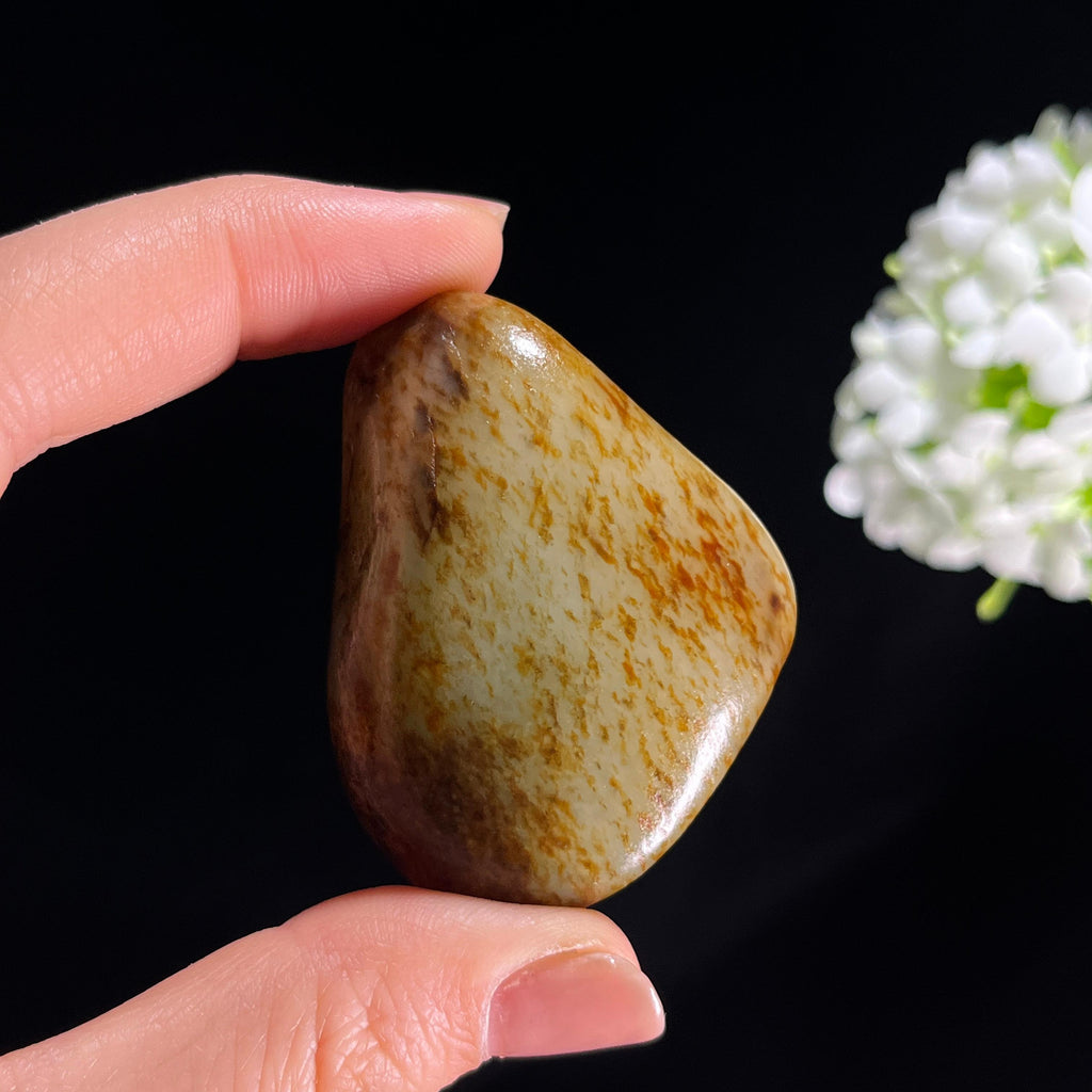 和田玉青白玉洒金秋梨皮“粼粼金云”籽料原石（yc285805）