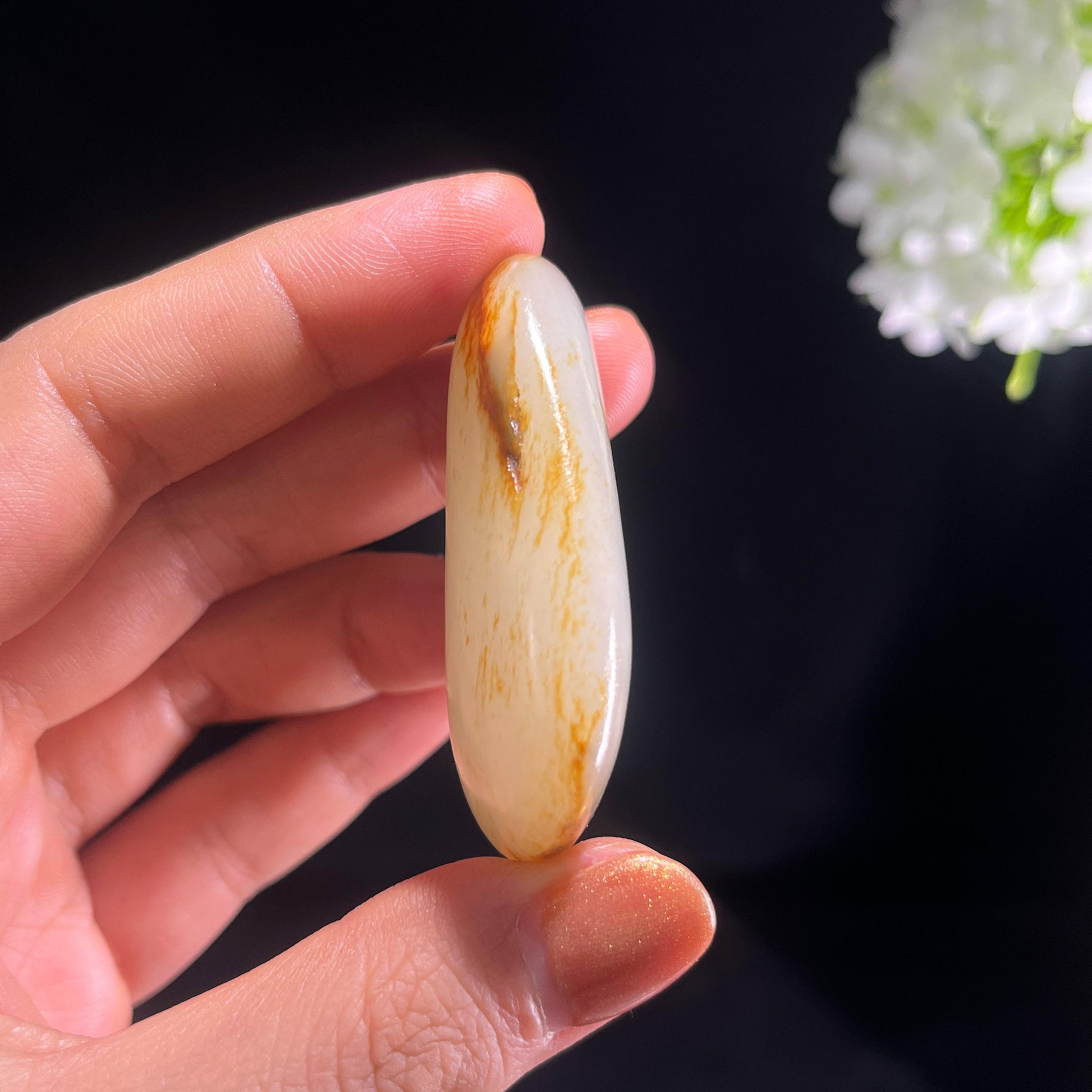 和田玉白玉“丹枫倚月”洒金聚红皮籽料（yc387435）