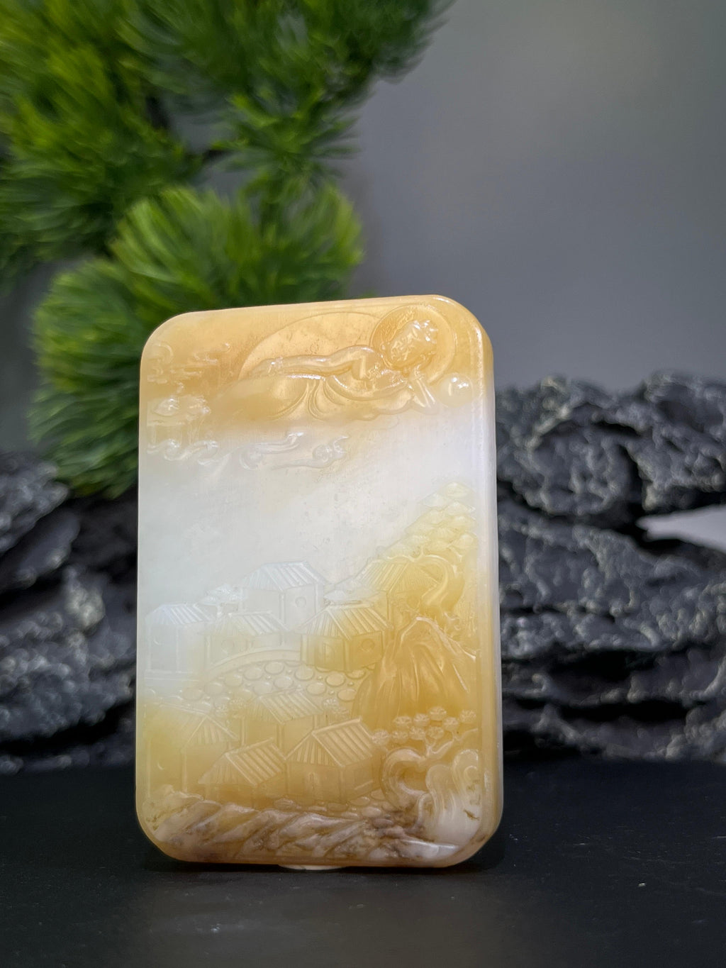 和田玉且末料山水无事牌（yc228800）