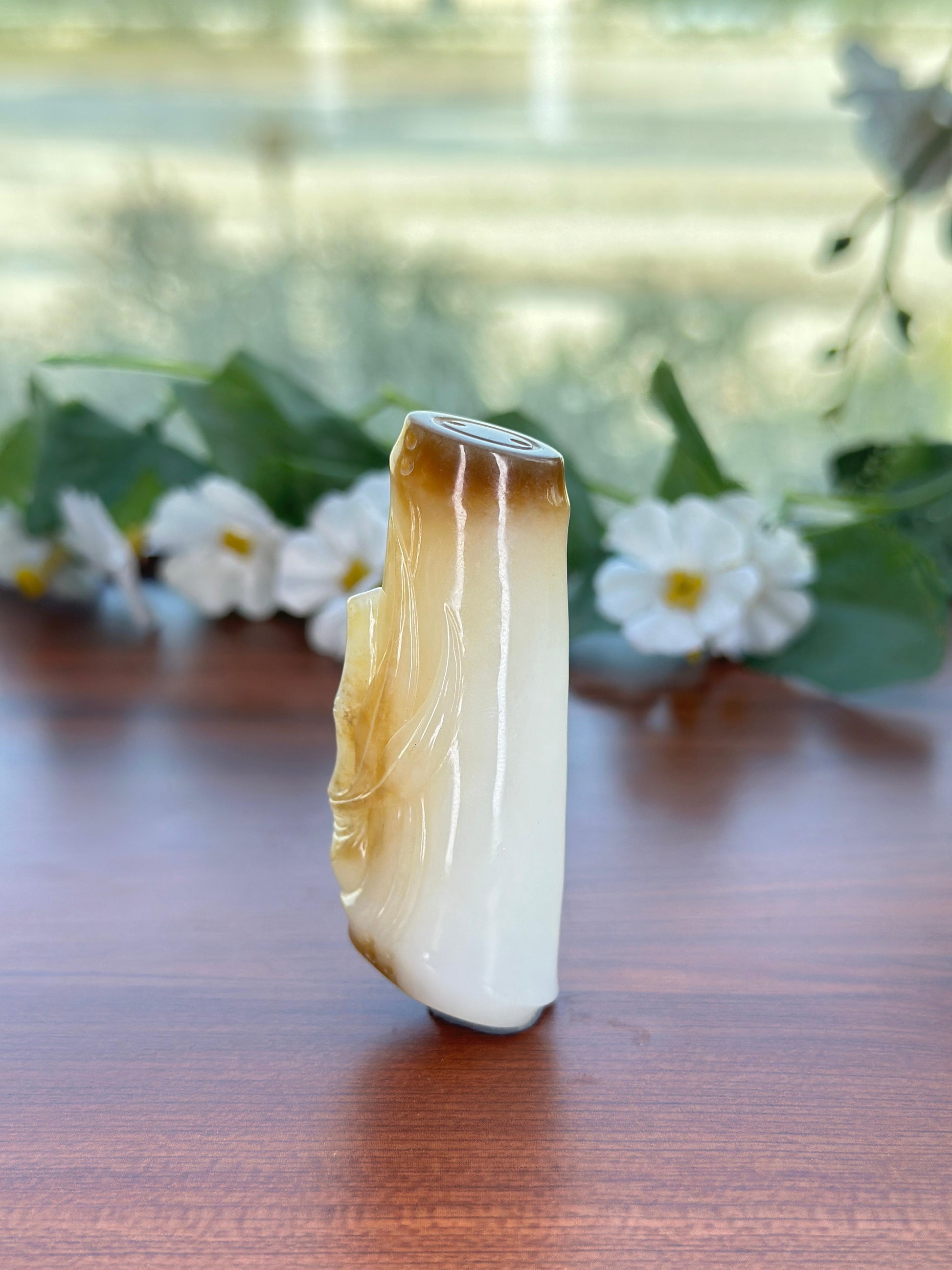 和田玉糖白竹节挂件（yc703526）