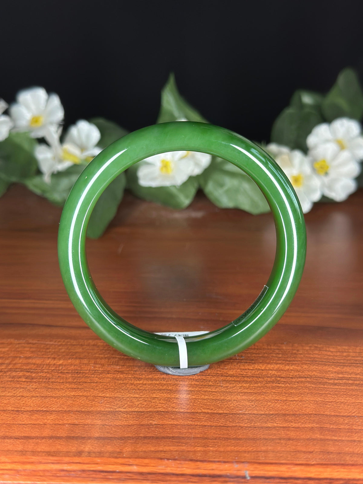 珍品和田玉碧玉菠菜绿平安镯（yc737206）