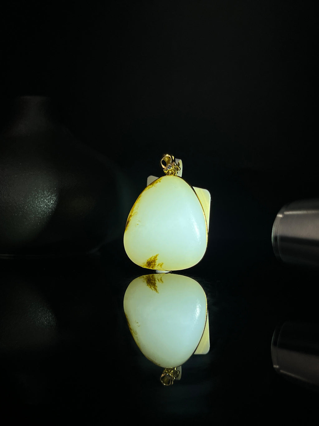 新疆和田玉籽料原石18k金镶玉吊坠7（yc243621）