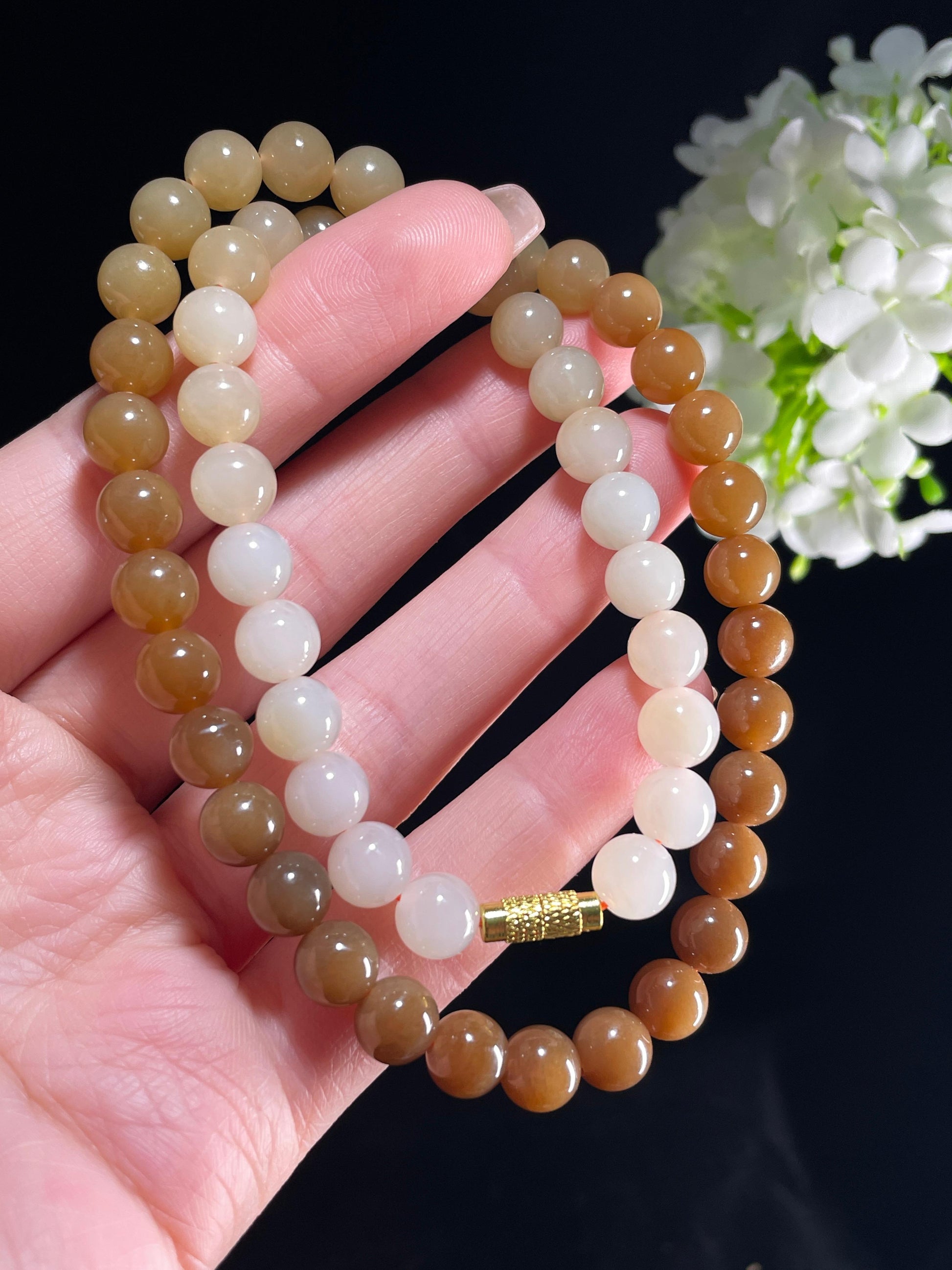 新疆天然和田玉糖玉渐变项链（yc357663）