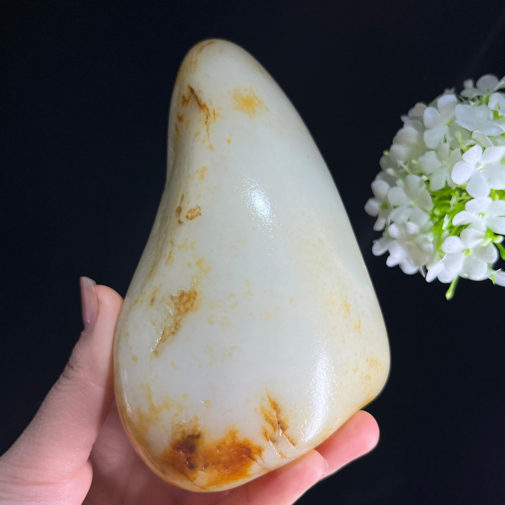 和田玉白玉“霜峦秋染”洒金皮红皮籽料（yc386496）