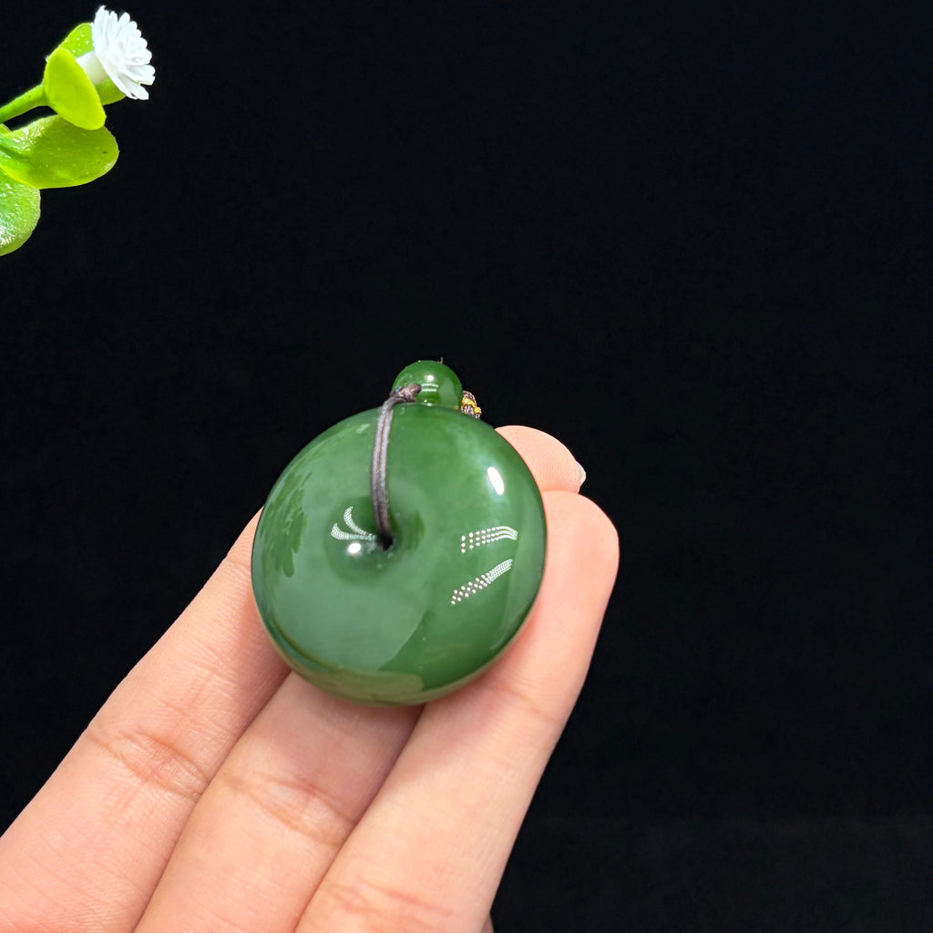 精品和田碧玉菠菜绿平安扣（yc772498）