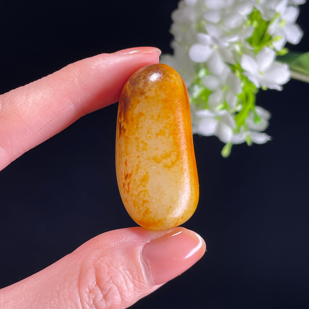 和田玉白玉通体洒金皮“金元宝”象形籽料（yc343655）