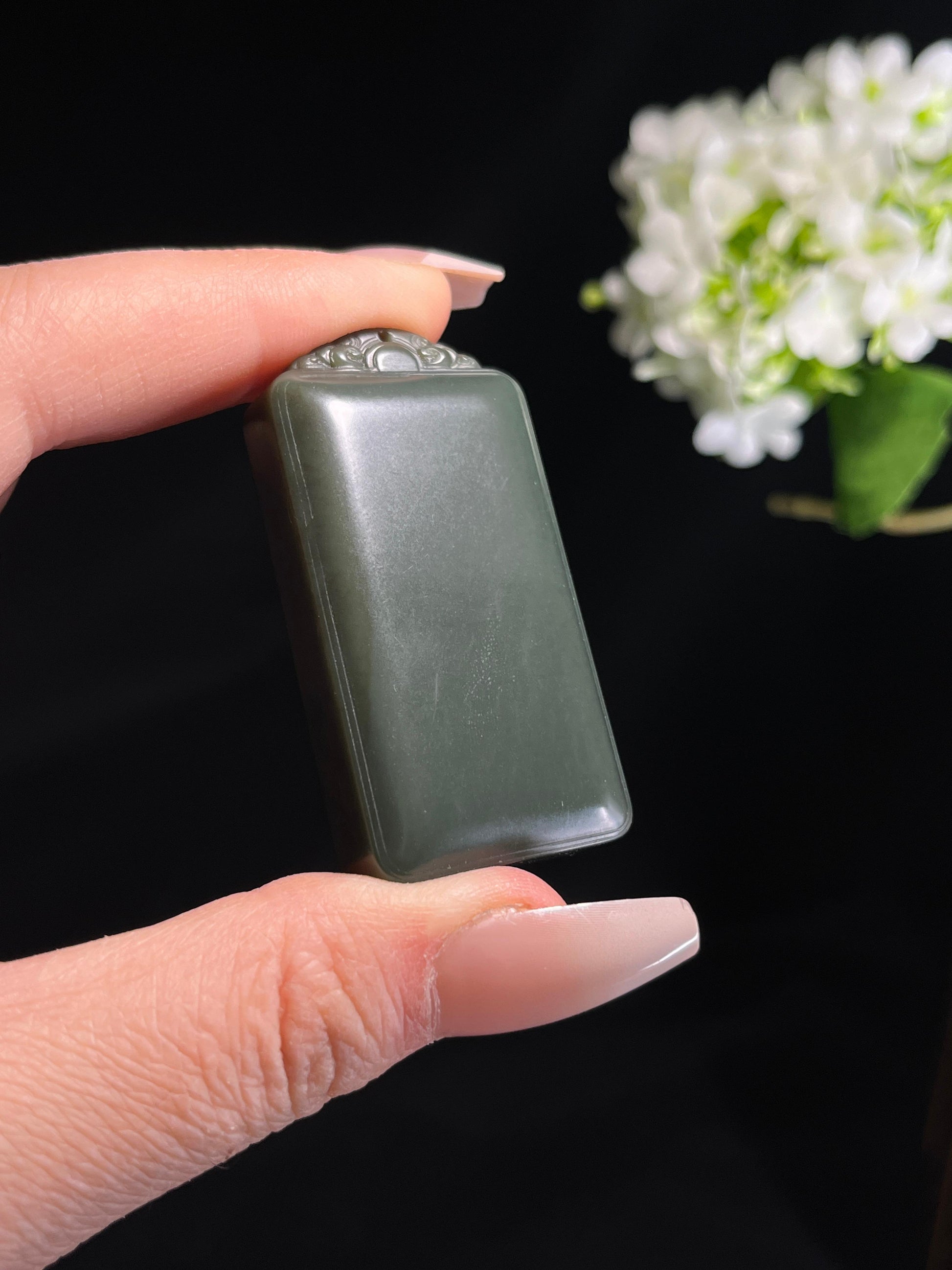 新疆天然和田玉塔青料平安无事牌1（yc260265）