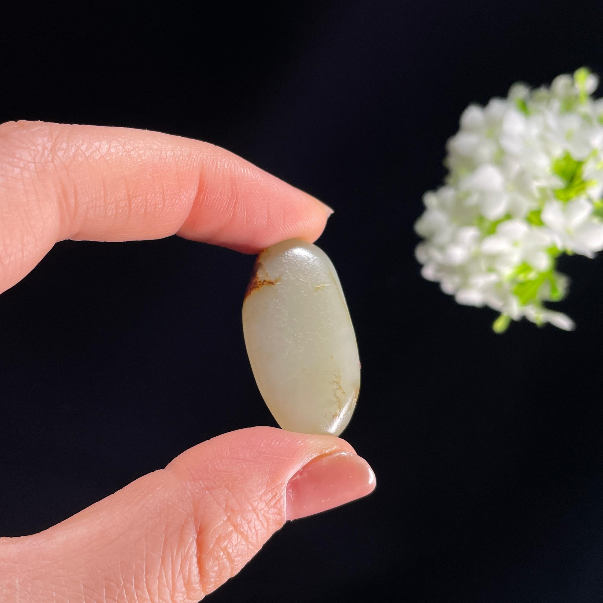 和田玉青白玉洒红皮“红云盖顶”籽料（yc284249）