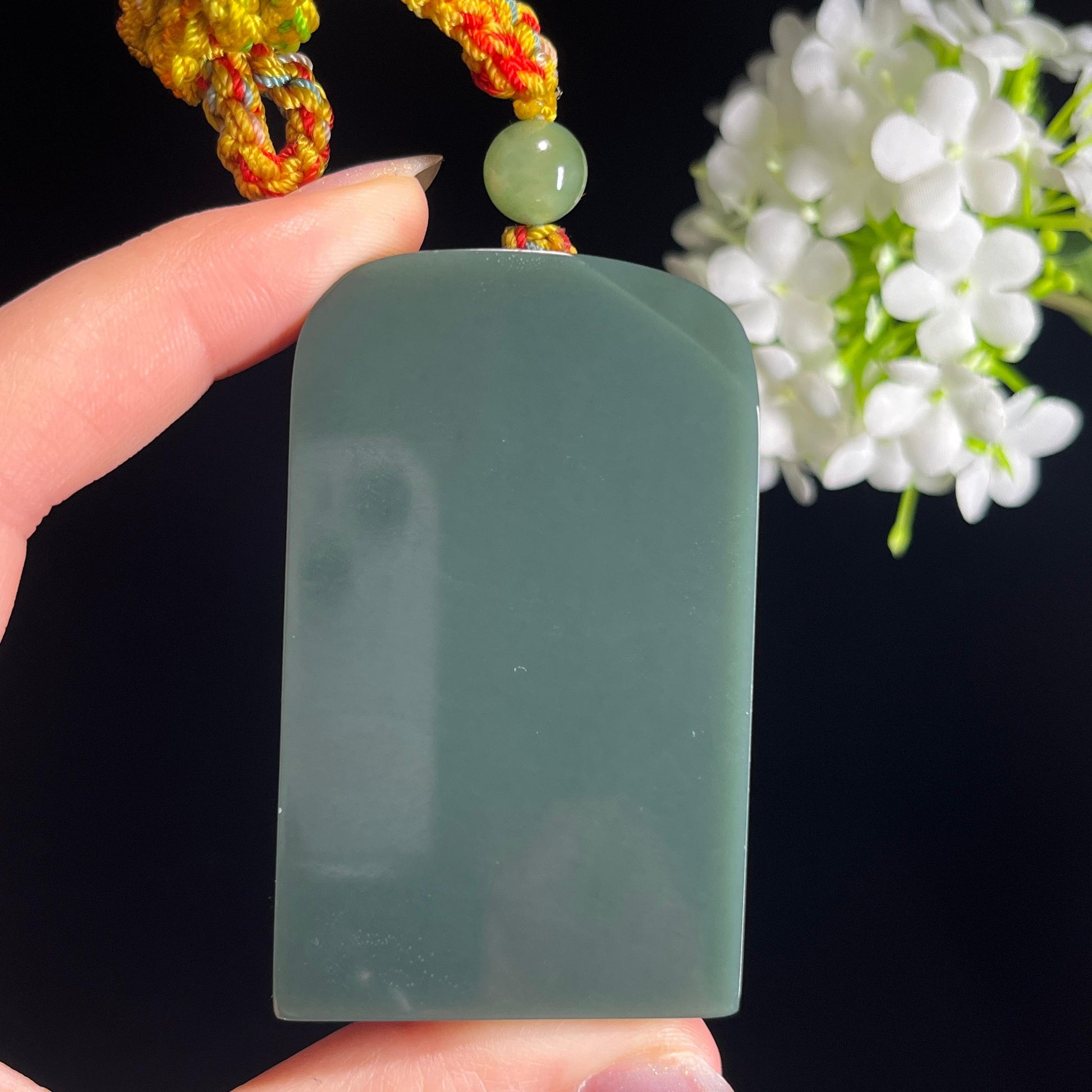 新疆天然和田玉“静水含光”青玉平安无事牌（yc330272）