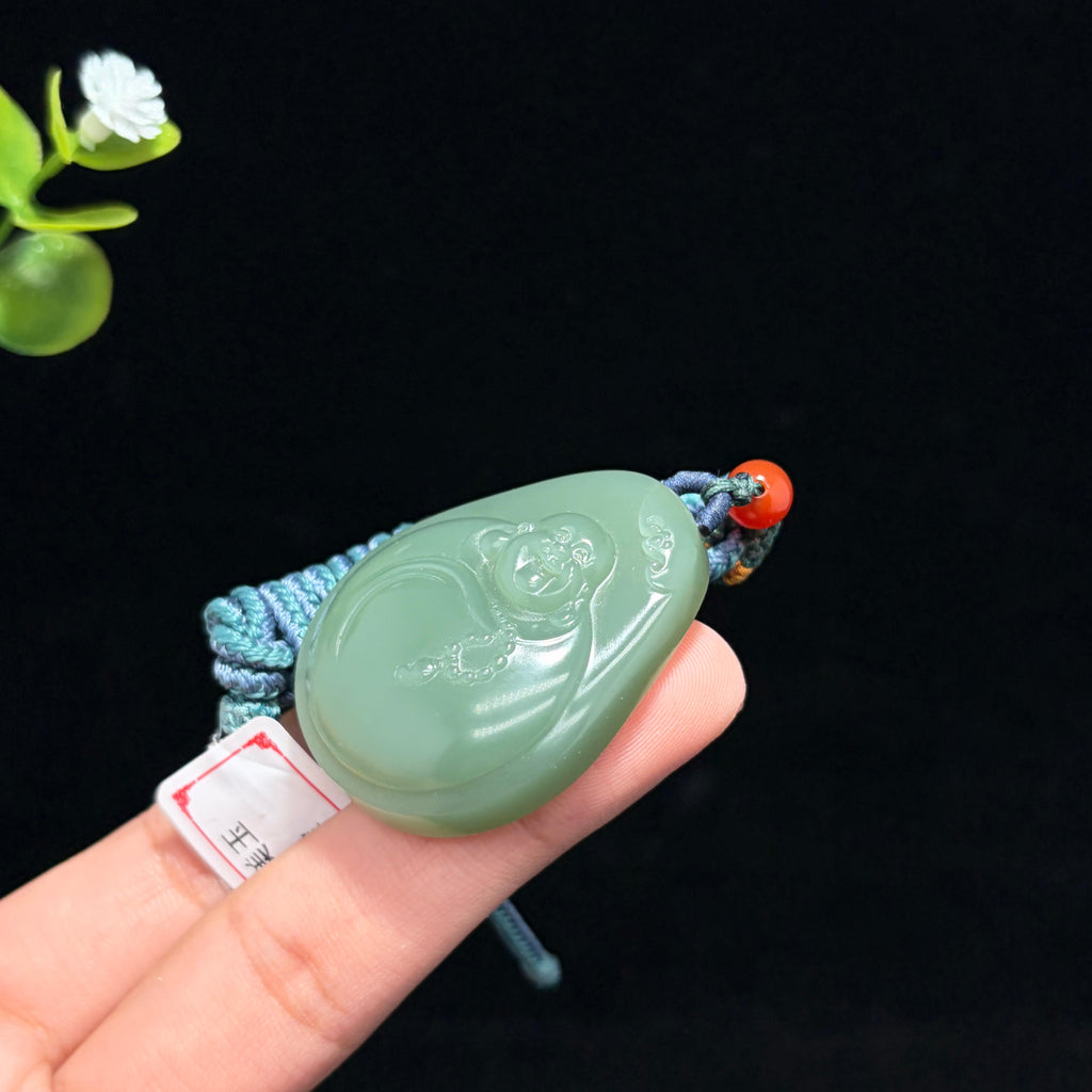 高品质和田玉碧玉粉青佛公（yc781534）