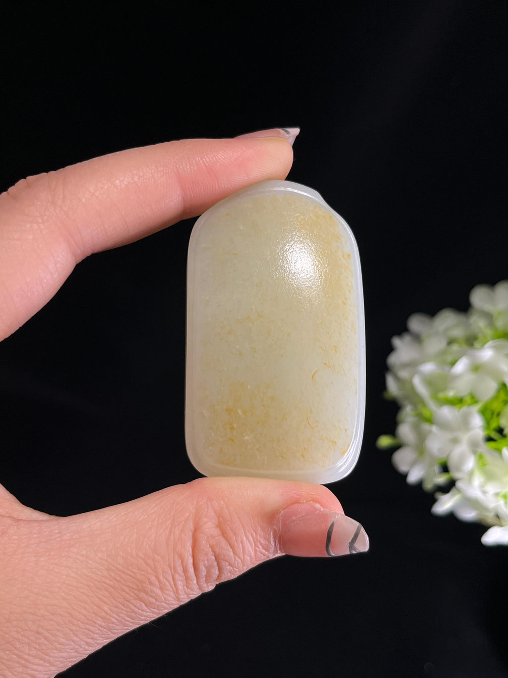 和田玉满洒金皮无事牌（yc250224）