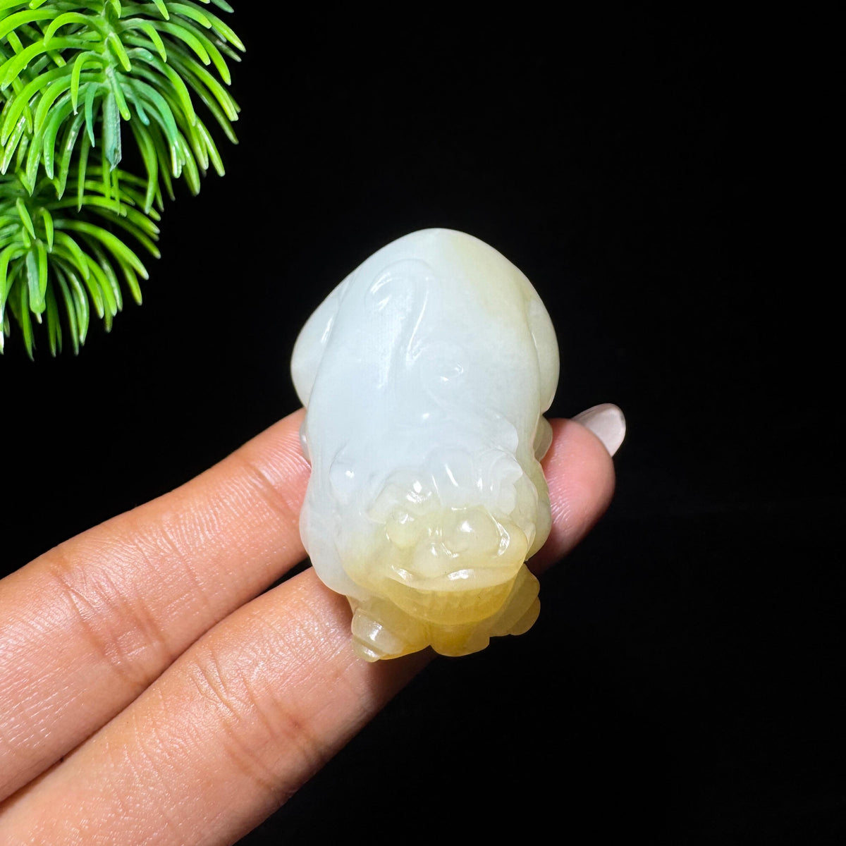 和田玉山料糖白貔貅（yc712736）