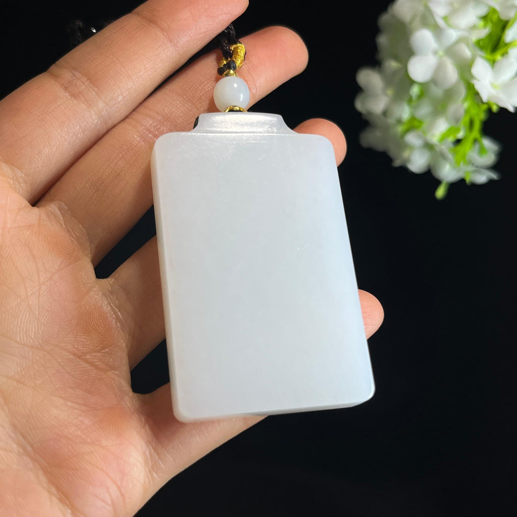 新疆天然和田玉羊脂白玉无事牌（yc349366）